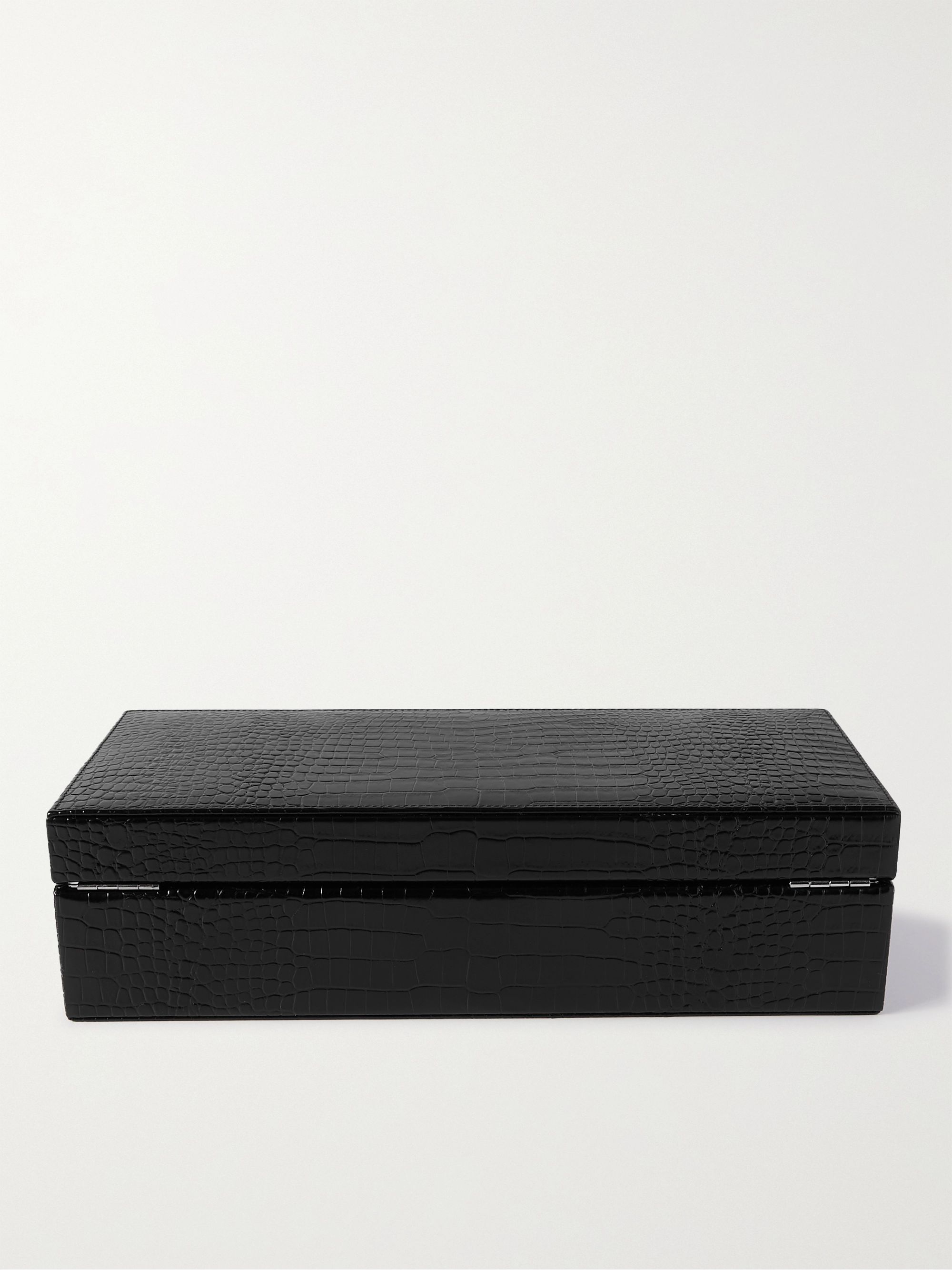 RAPPORT LONDON Brompton Croc-Effect Patent-Leather Watch Box