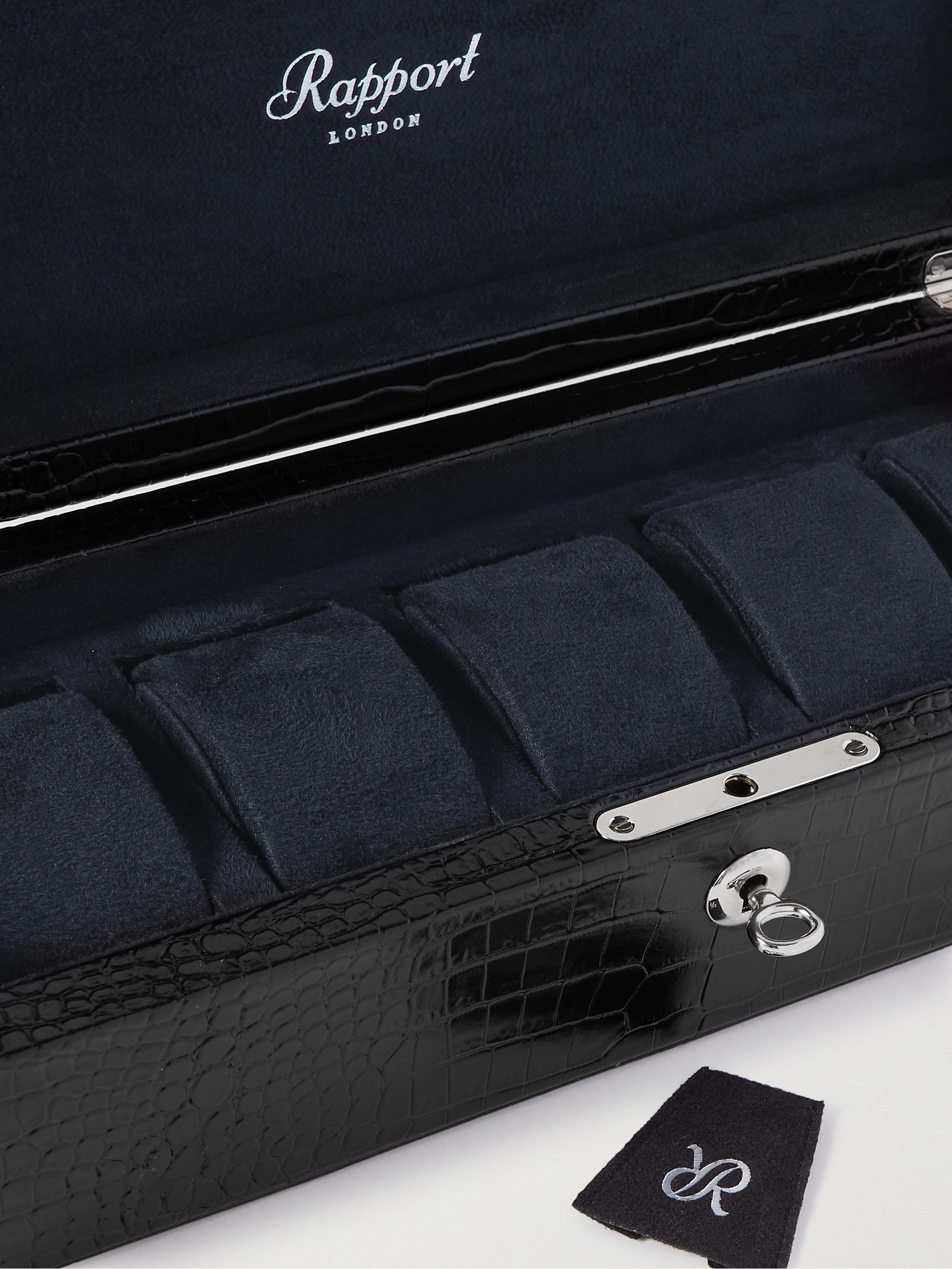 RAPPORT LONDON Brompton Croc-Effect Patent-Leather Watch Box