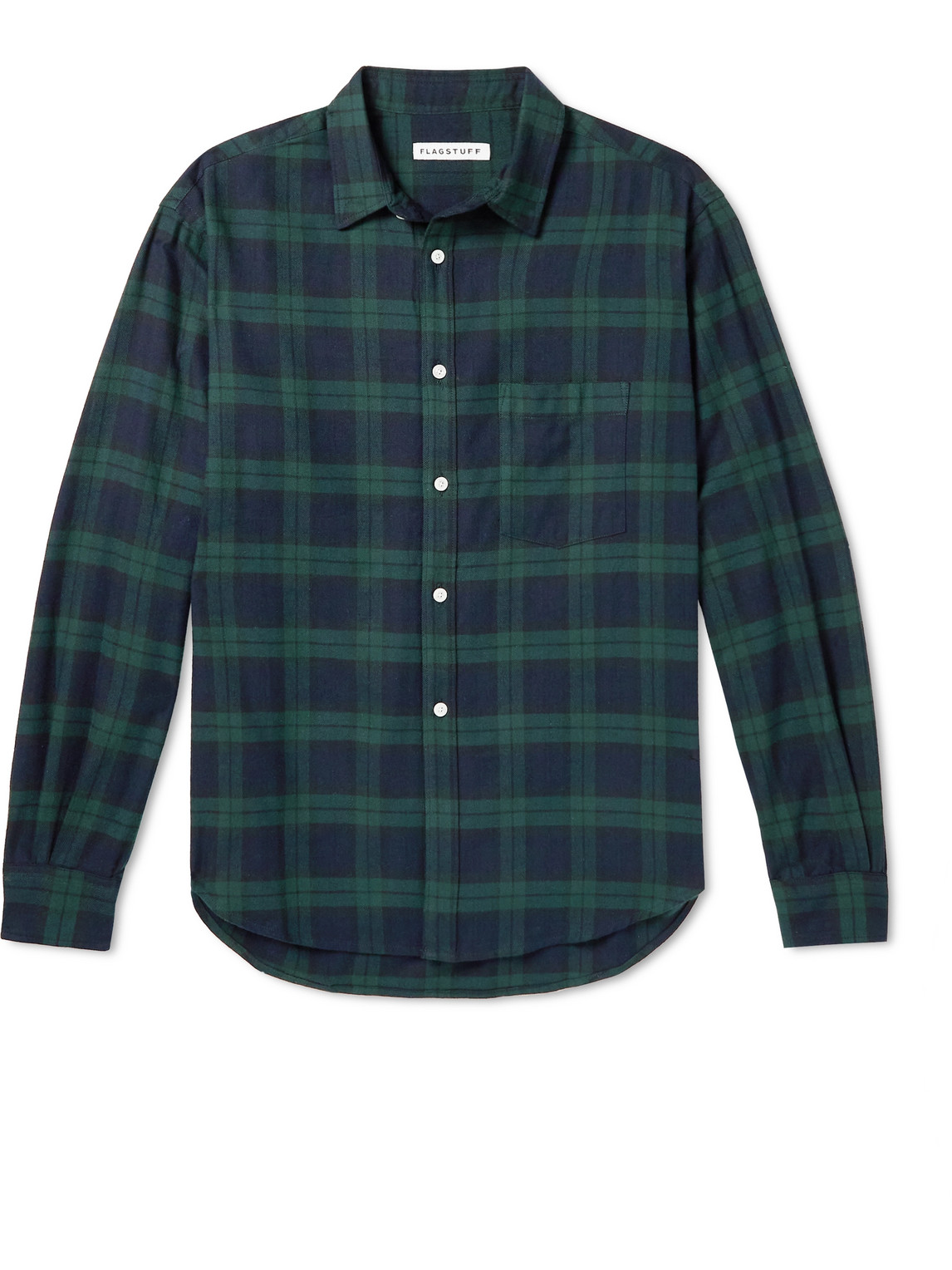 FLAGSTUFF - Checked Cotton-Flannel Shirt - Men - Green - S