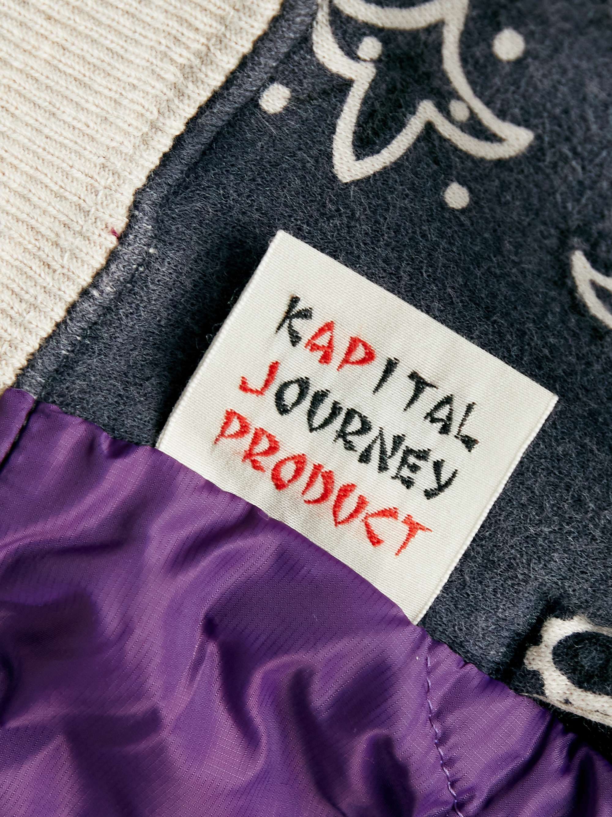 KAPITAL Bandana-Print Cotton-Jersey and Quilted Shell Zip-Up Hoodie