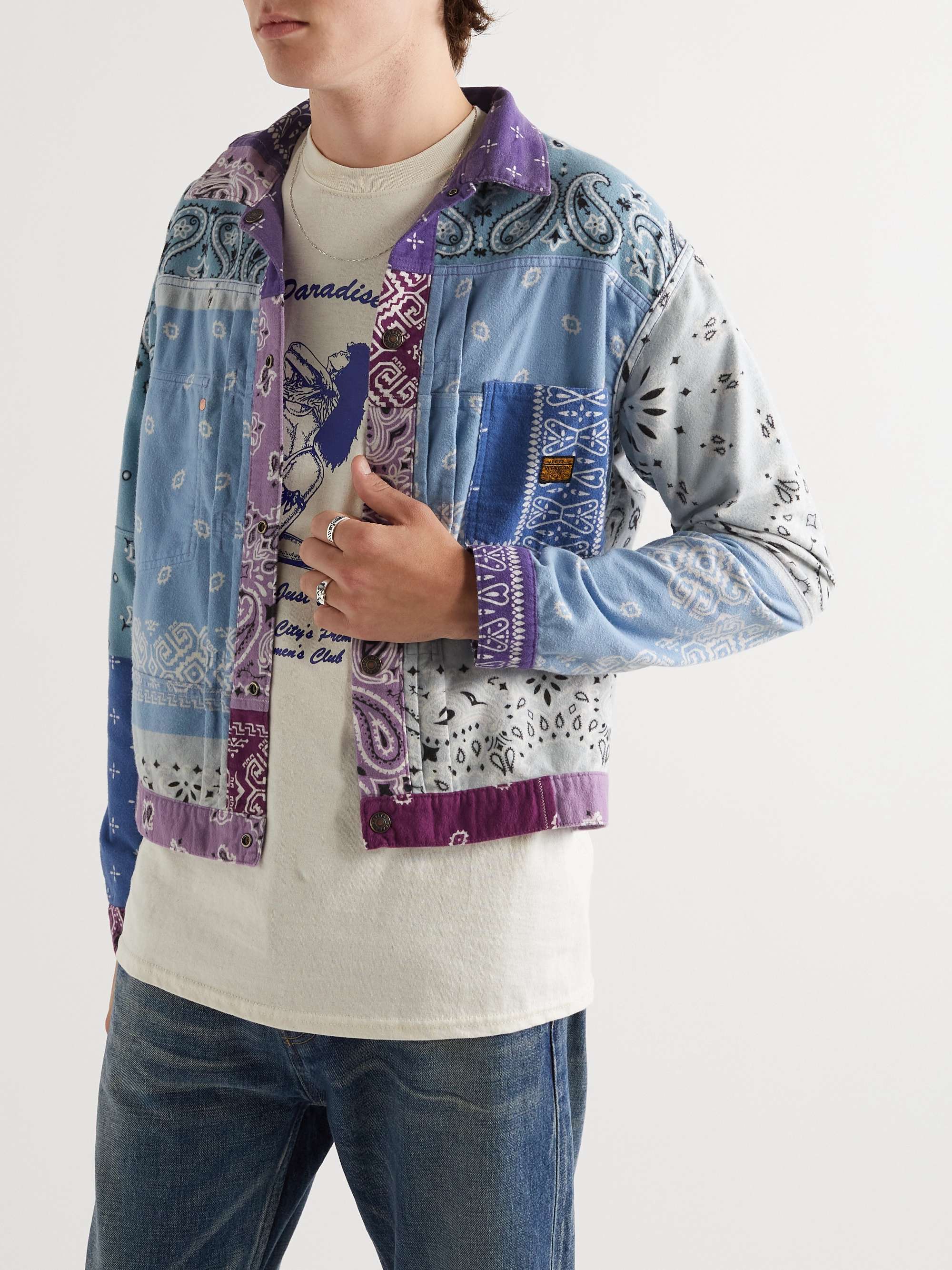 KAPITAL Slim-Fit Reversible Bandana-Print Felted Cotton Jacket