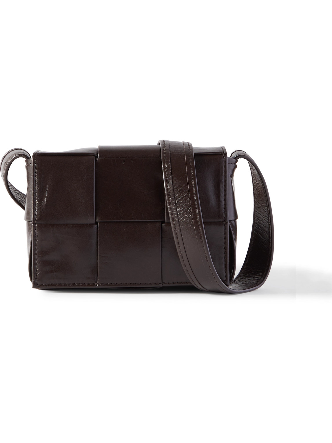 Bottega Veneta Intrecciato Leather Messenger Bag In Brown