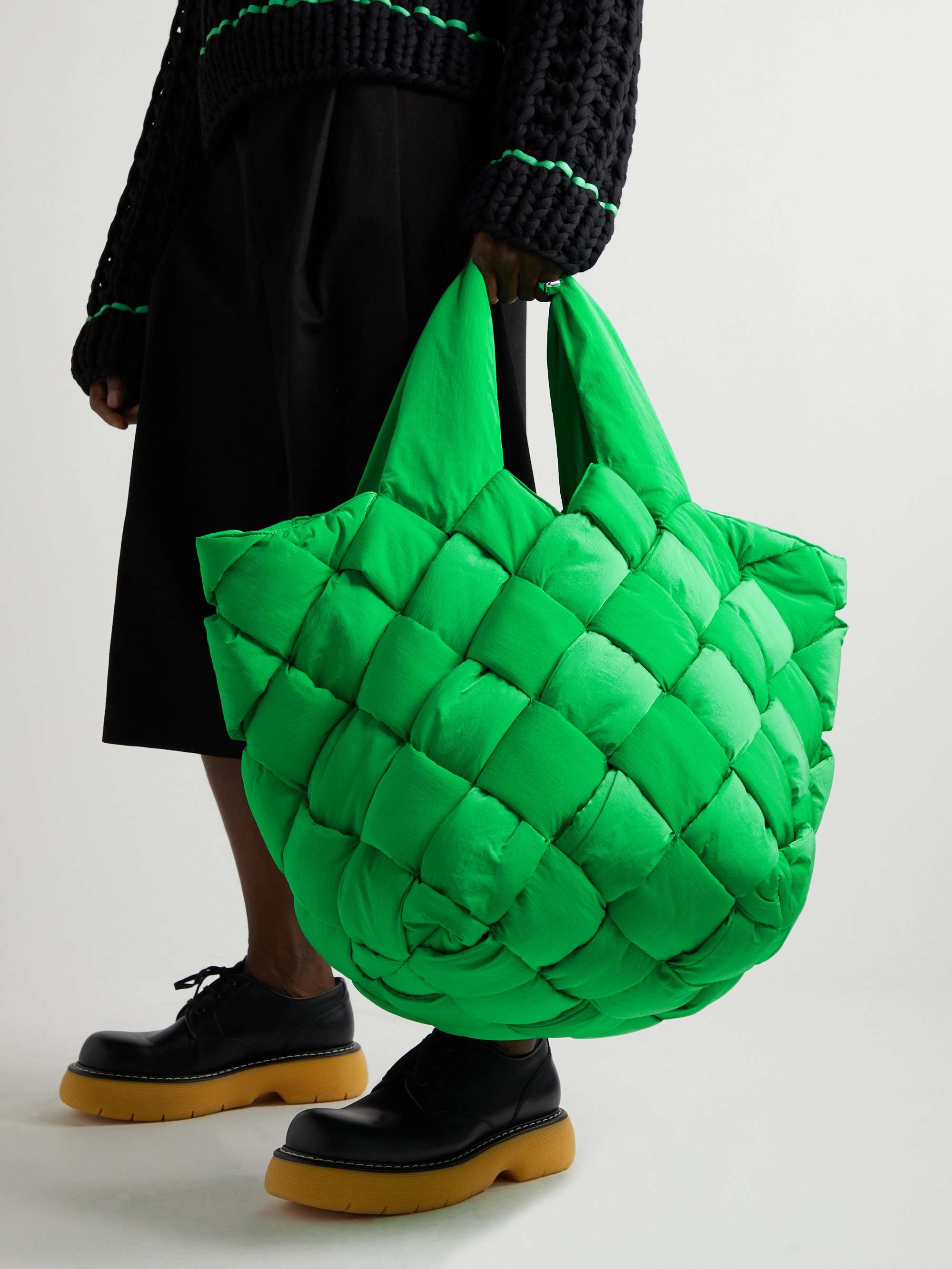 BOTTEGA VENETA Cassette Intrecciato Paper Nylon Tote Bag