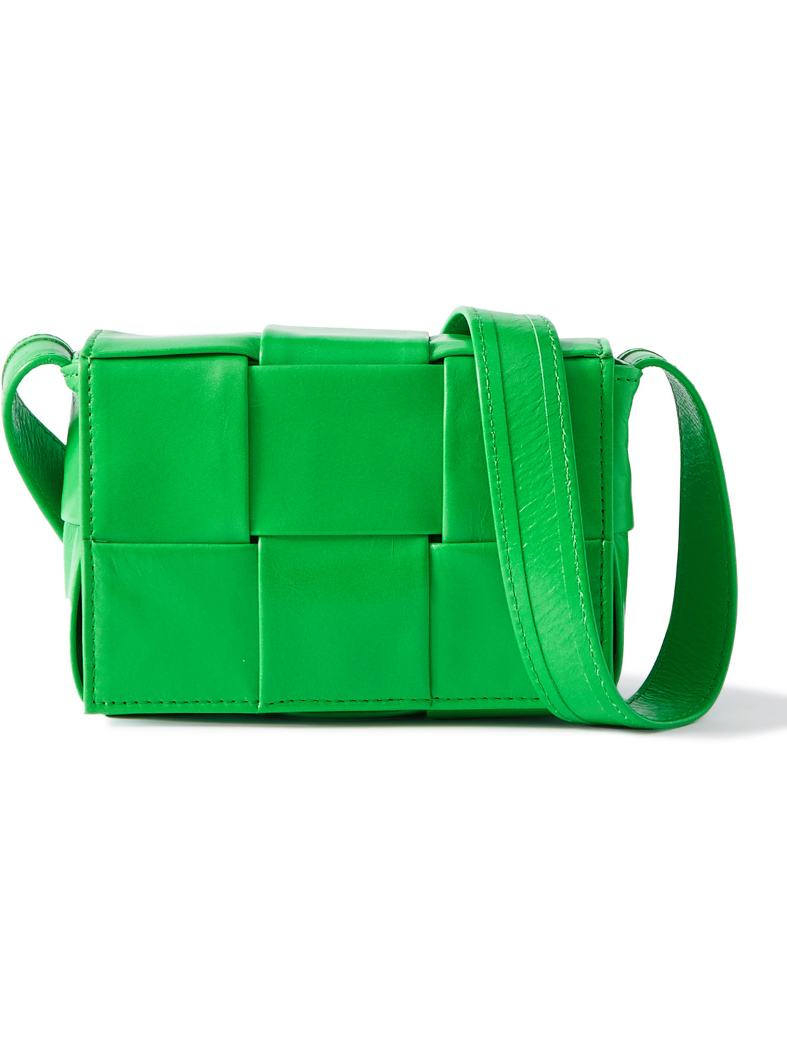 Bottega Veneta Intrecciato Leather Messenger Bag In Green