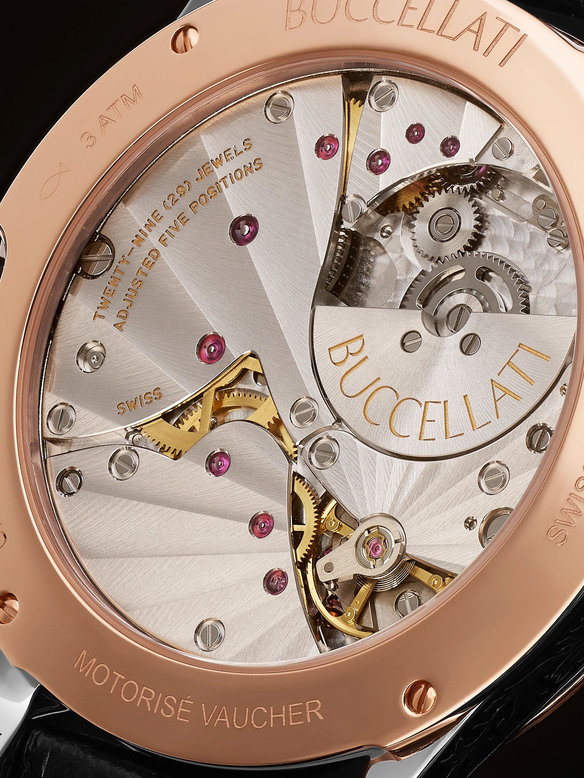 BUCCELLATI Ornatino Automatic 42mm 18-Karat Pink and White Gold and Croc-Effect Leather Watch, Ref. No. WAUMGE013178