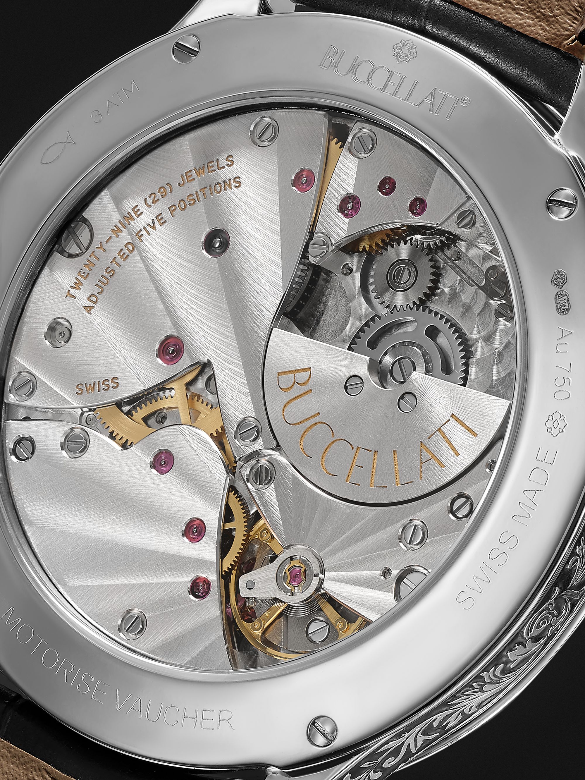 BUCCELLATI Ornatino Automatic 42mm 18-Karat White Gold and Croc-Effect Leather Watch, Ref. No. WAUMGE014581