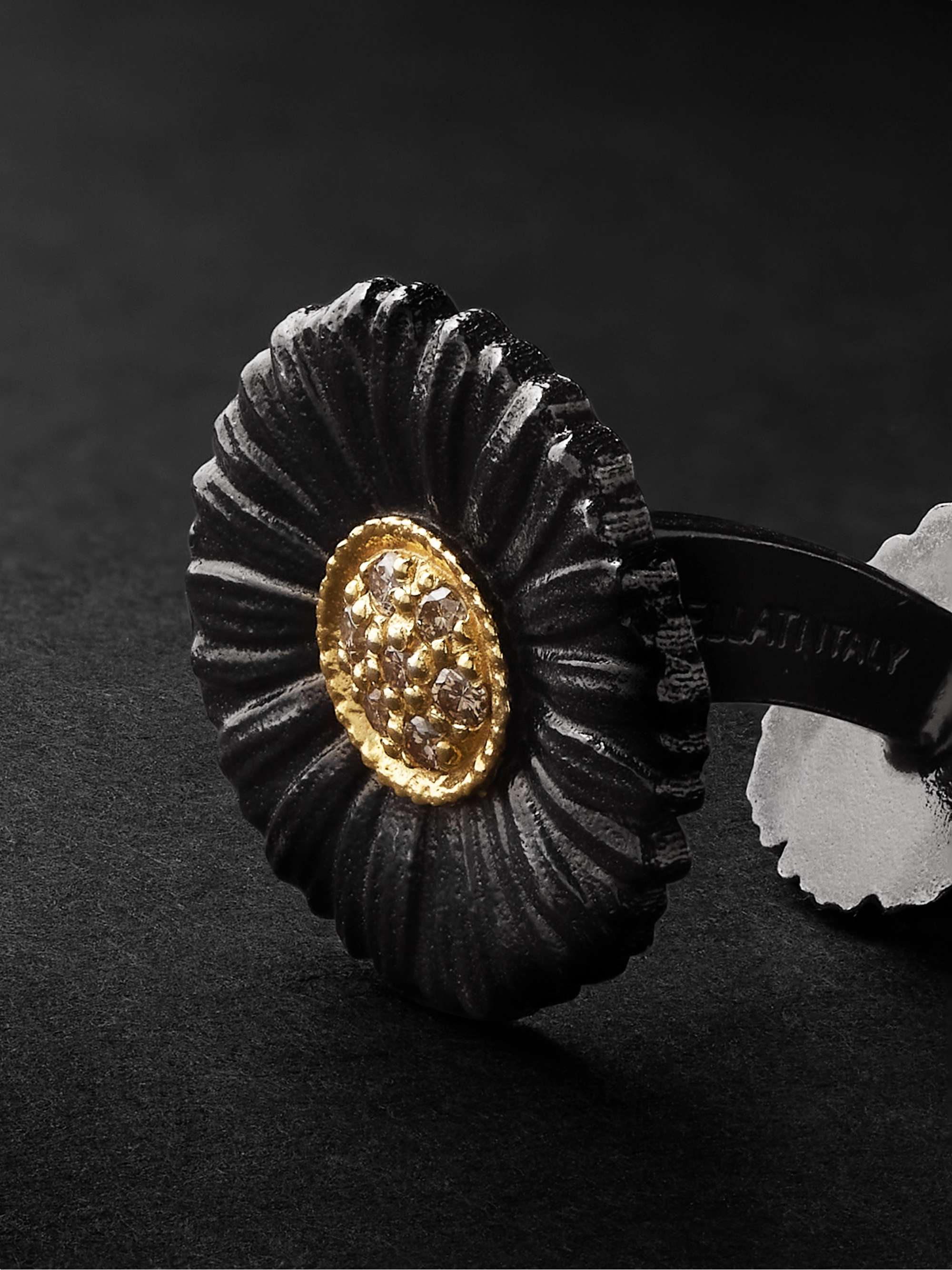 BUCCELLATI Blossoms Gardenia Silver and Gold-Plated Diamond Cufflinks