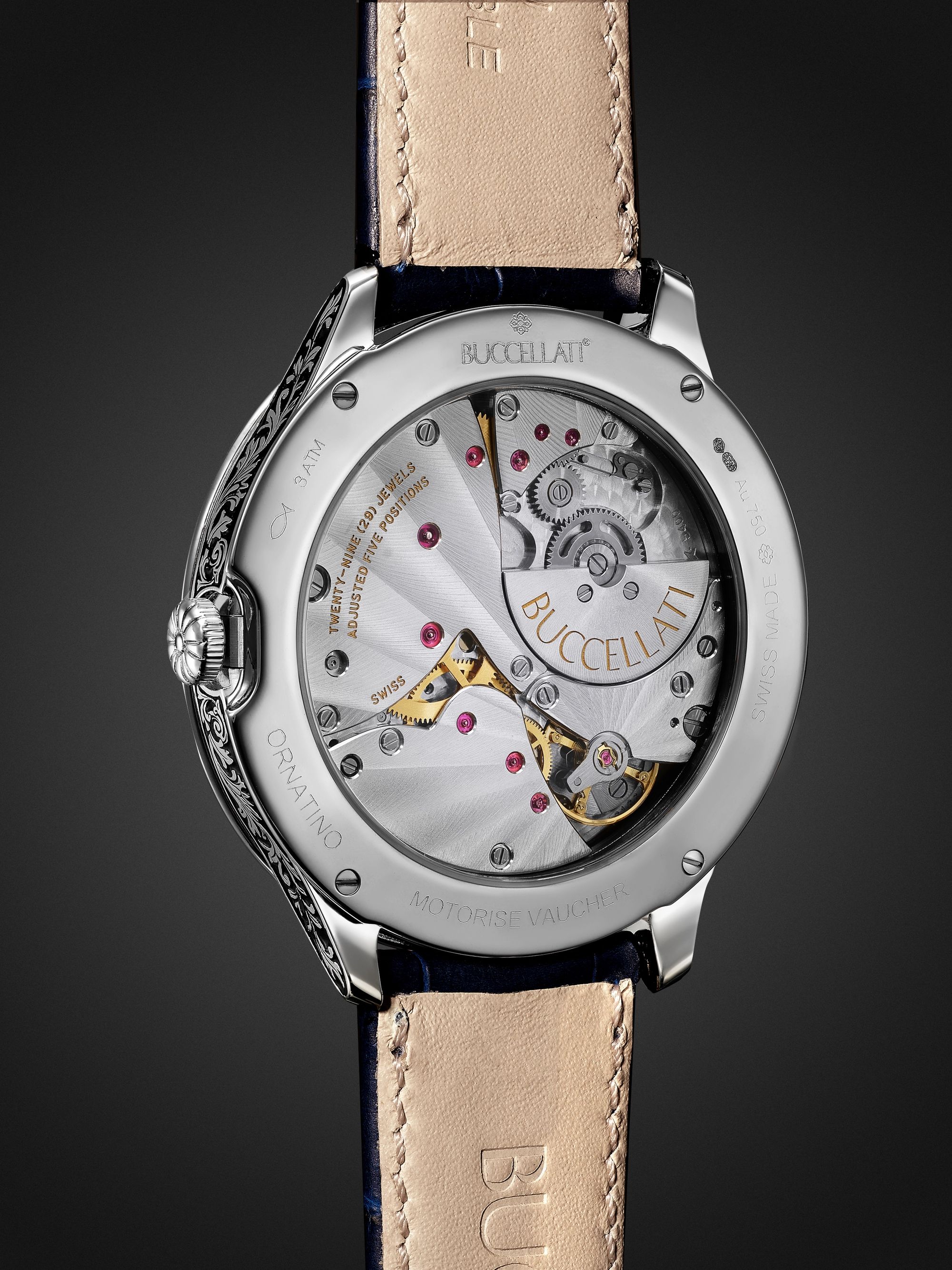 BUCCELLATI Ornatino Automatic 42mm 18-Karat White Gold and Croc-Effect Leather Watch, Ref. No. WAUMGE014262