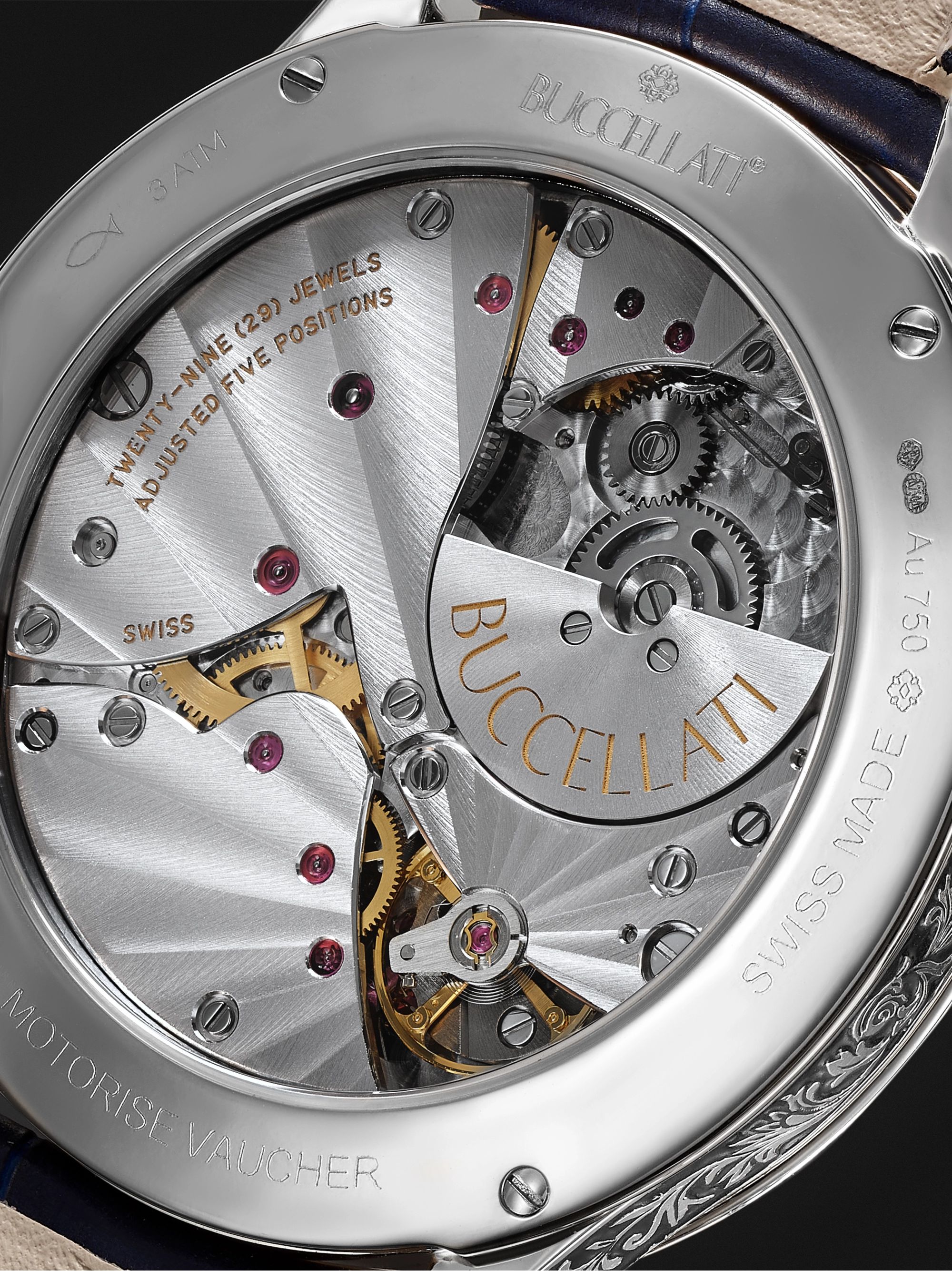 BUCCELLATI Ornatino Automatic 42mm 18-Karat White Gold and Croc-Effect Leather Watch, Ref. No. WAUMGE014262