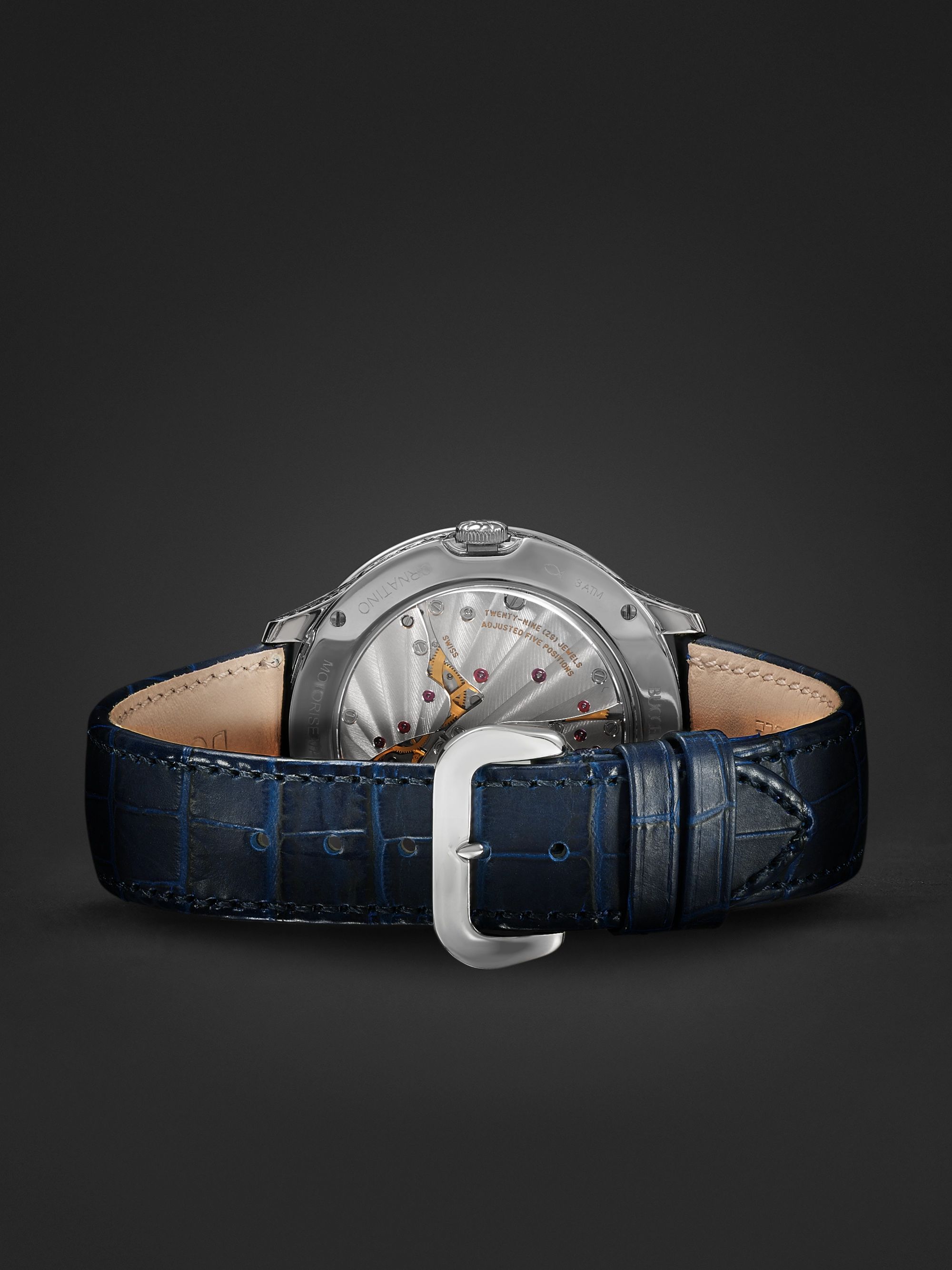 BUCCELLATI Ornatino Automatic 42mm 18-Karat White Gold and Croc-Effect Leather Watch, Ref. No. WAUMGE014262