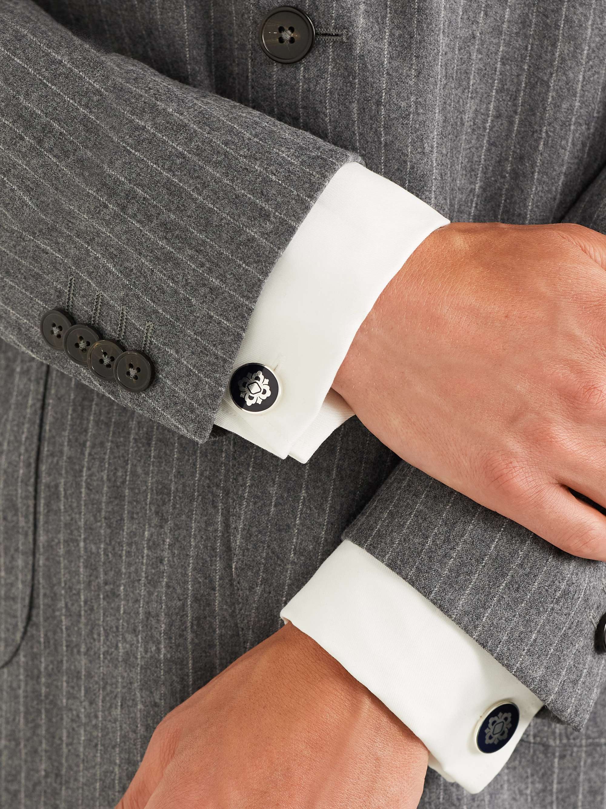 BUCCELLATI Opera Silver and Enamel Cufflinks
