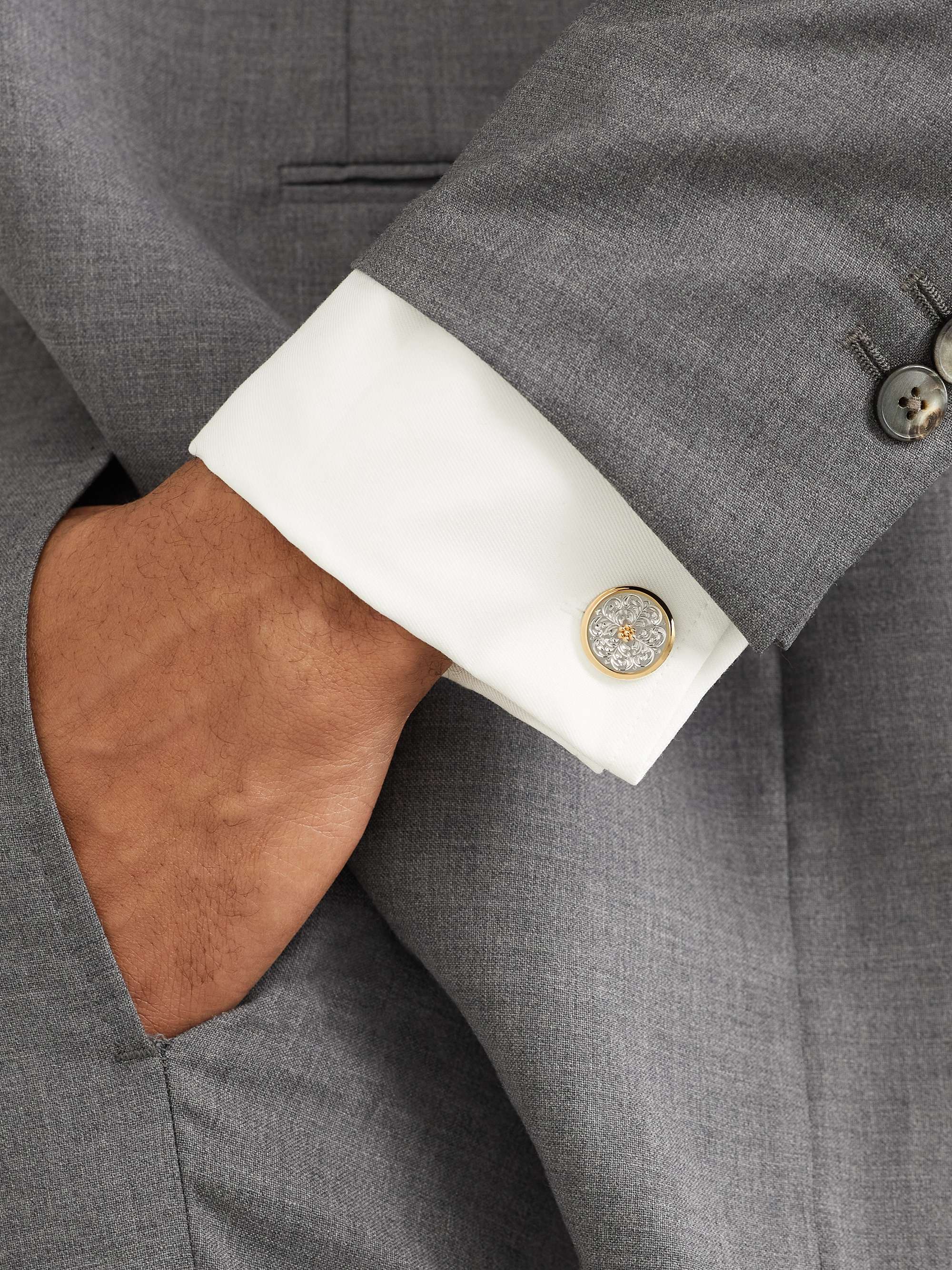 BUCCELLATI Ornatino Small Gold-Plated and Silver Cufflinks