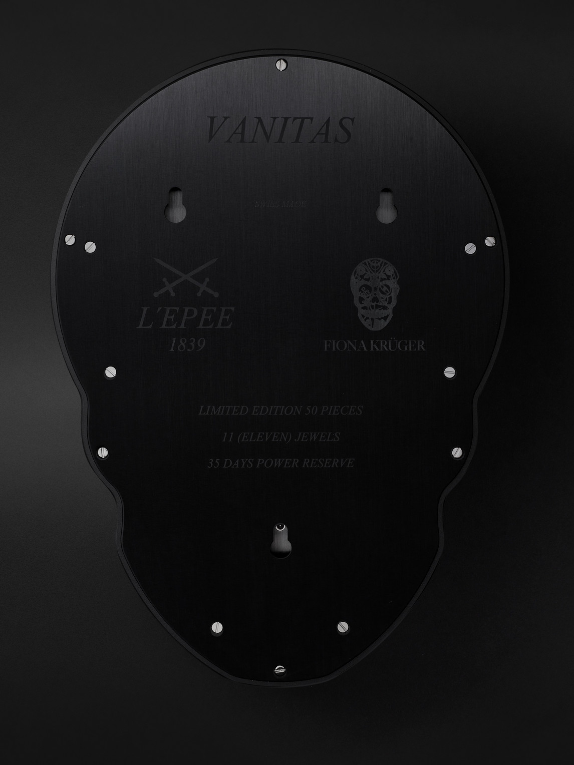  L’épée 1839 - Fiona Krüger Vanitas Limited Edition Hand-wound Palladium-coated And Pvd Wall Clock - Men - Black 