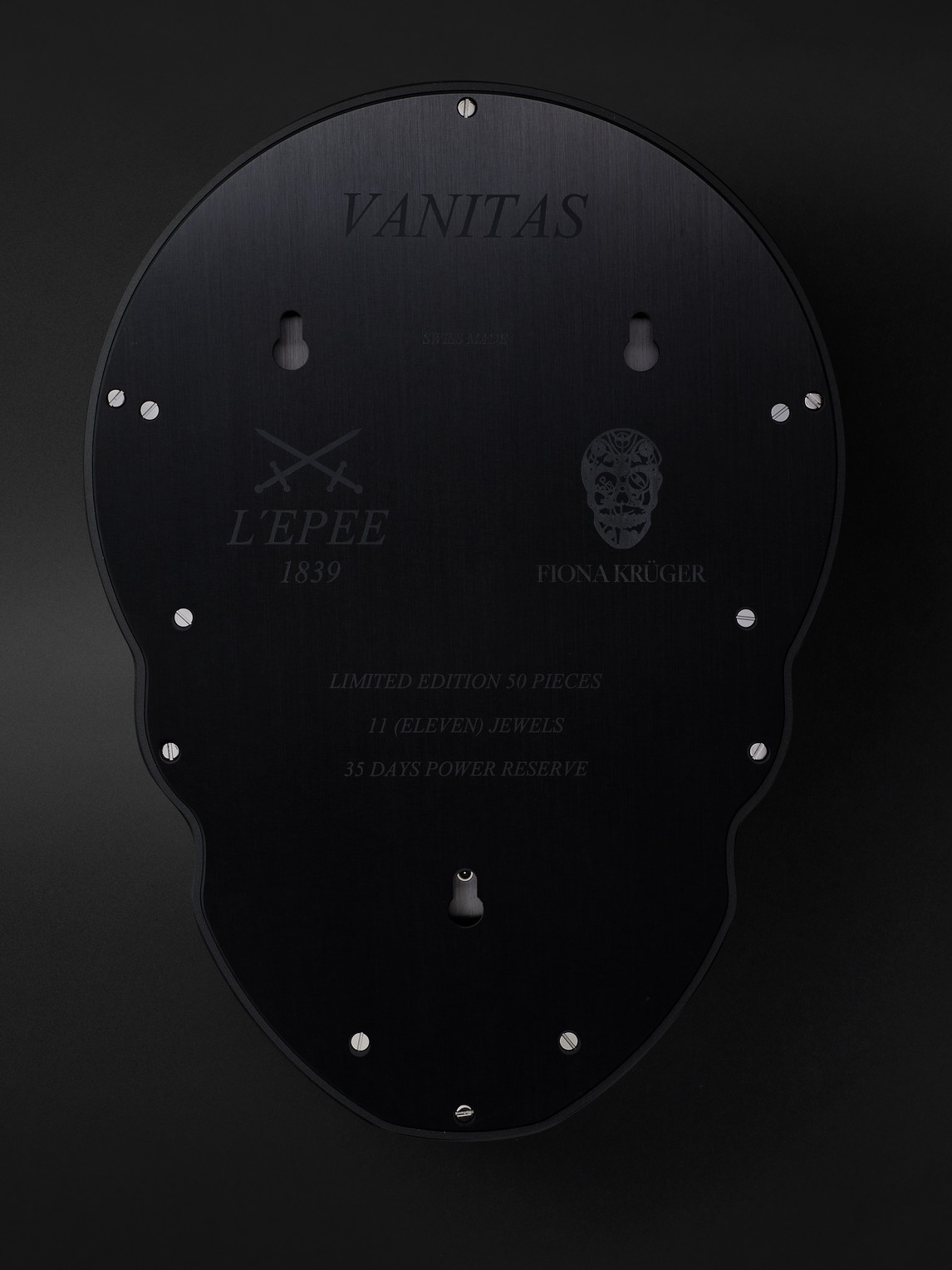  L’épée 1839 - Fiona Krüger Vanitas Limited Edition Hand-wound Palladium-coated Wall Clock - Men - Black 