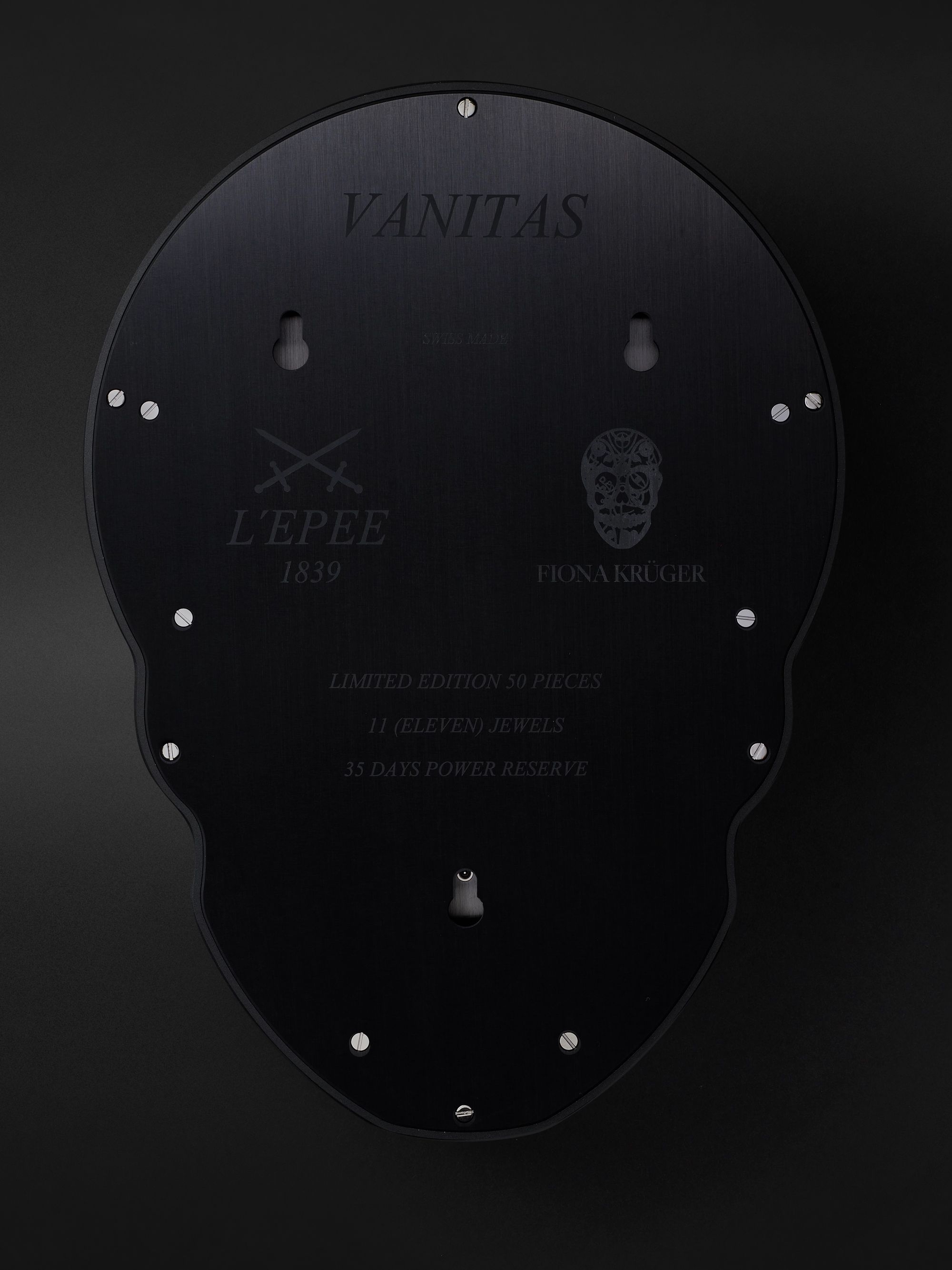 L’ÉPÉE 1839 + Fiona Krüger Vanitas Limited Edition Hand-Wound Palladium-Coated Wall Clock