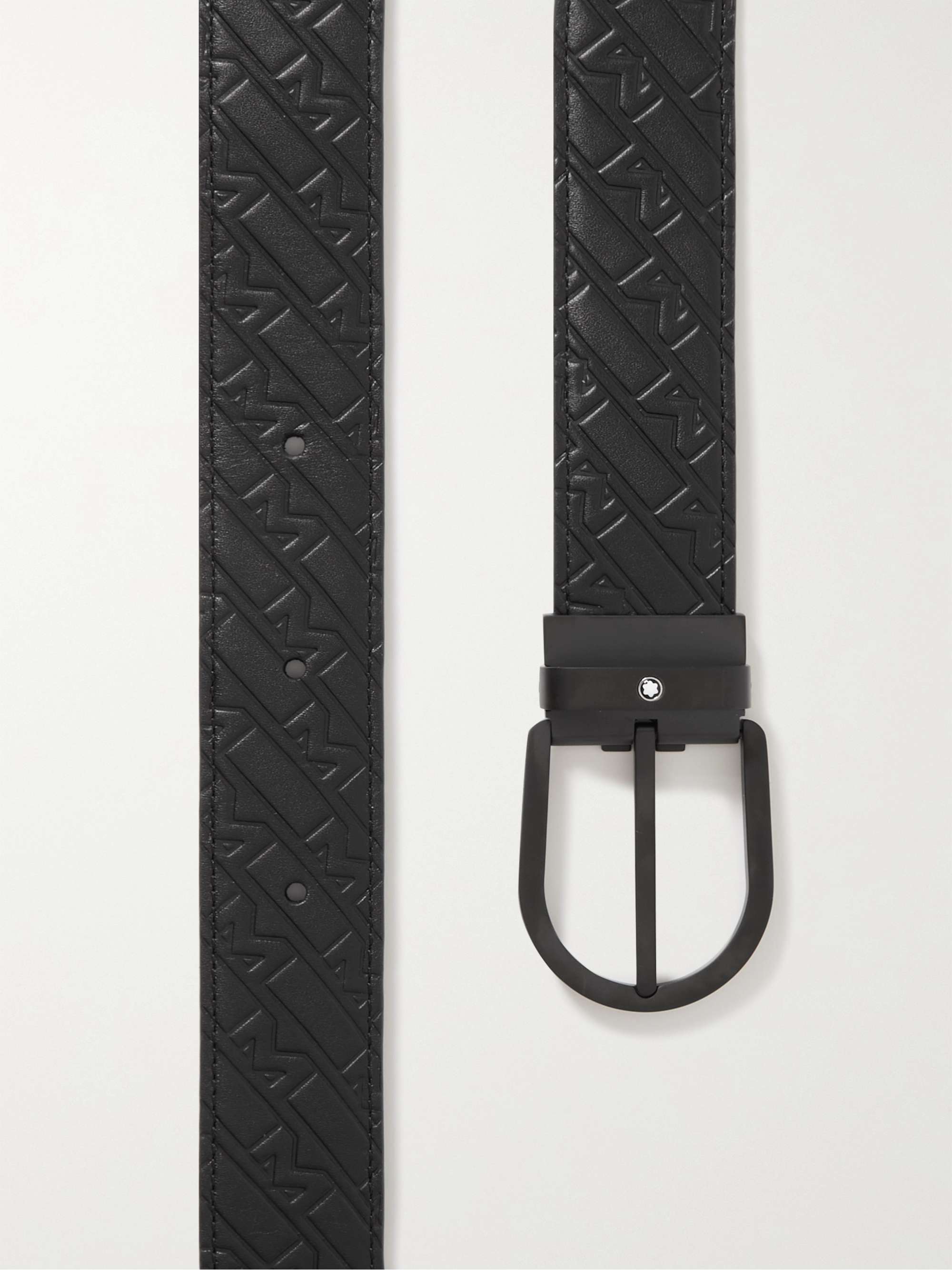 MONTBLANC 3.5cm Logo-Embossed Leather Belt