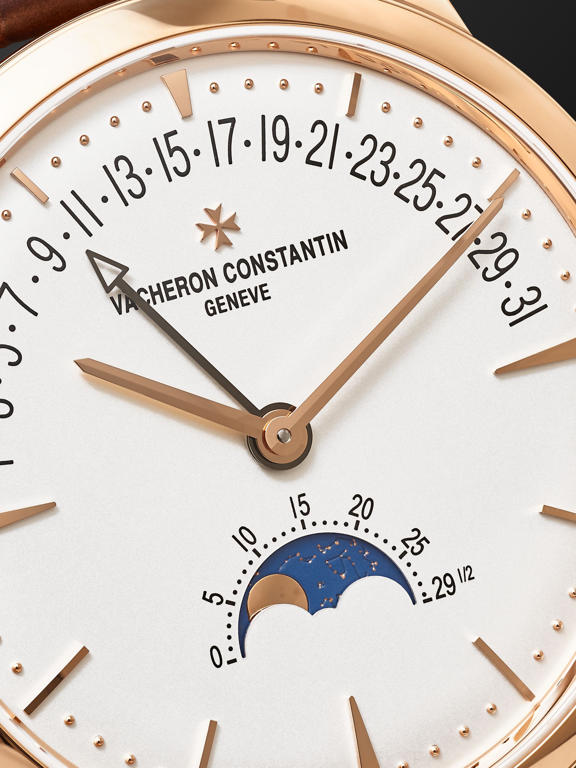 VACHERON CONSTANTIN Patrimony Moon-Phase and Retrograde Date Automatic 42.5mm 18-Karat Pink Gold and Alligator Watch, Ref. No. 4010U/000R-B329