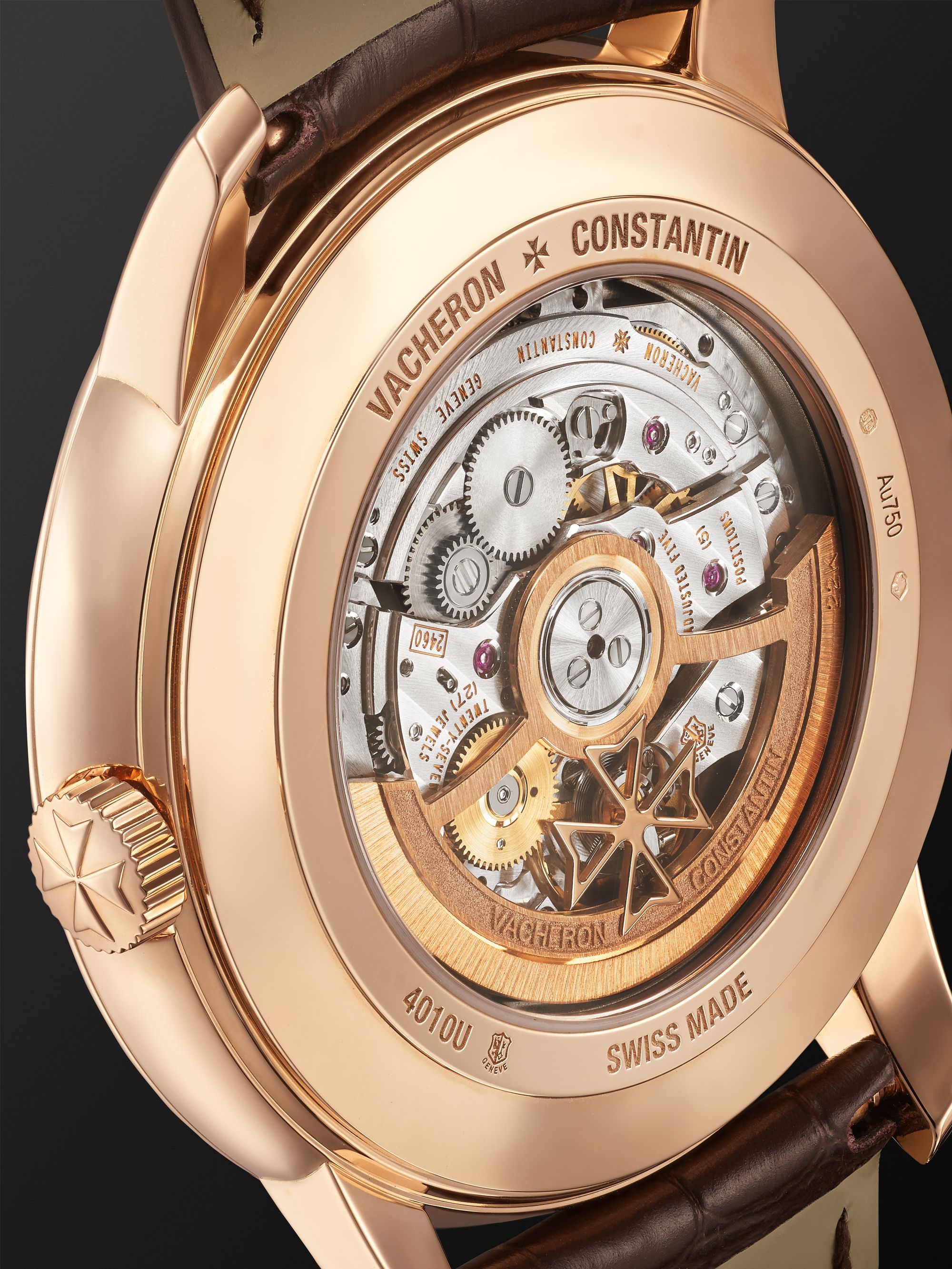 VACHERON CONSTANTIN Patrimony Moon-Phase and Retrograde Date Automatic 42.5mm 18-Karat Pink Gold and Alligator Watch, Ref. No. 4010U/000R-B329