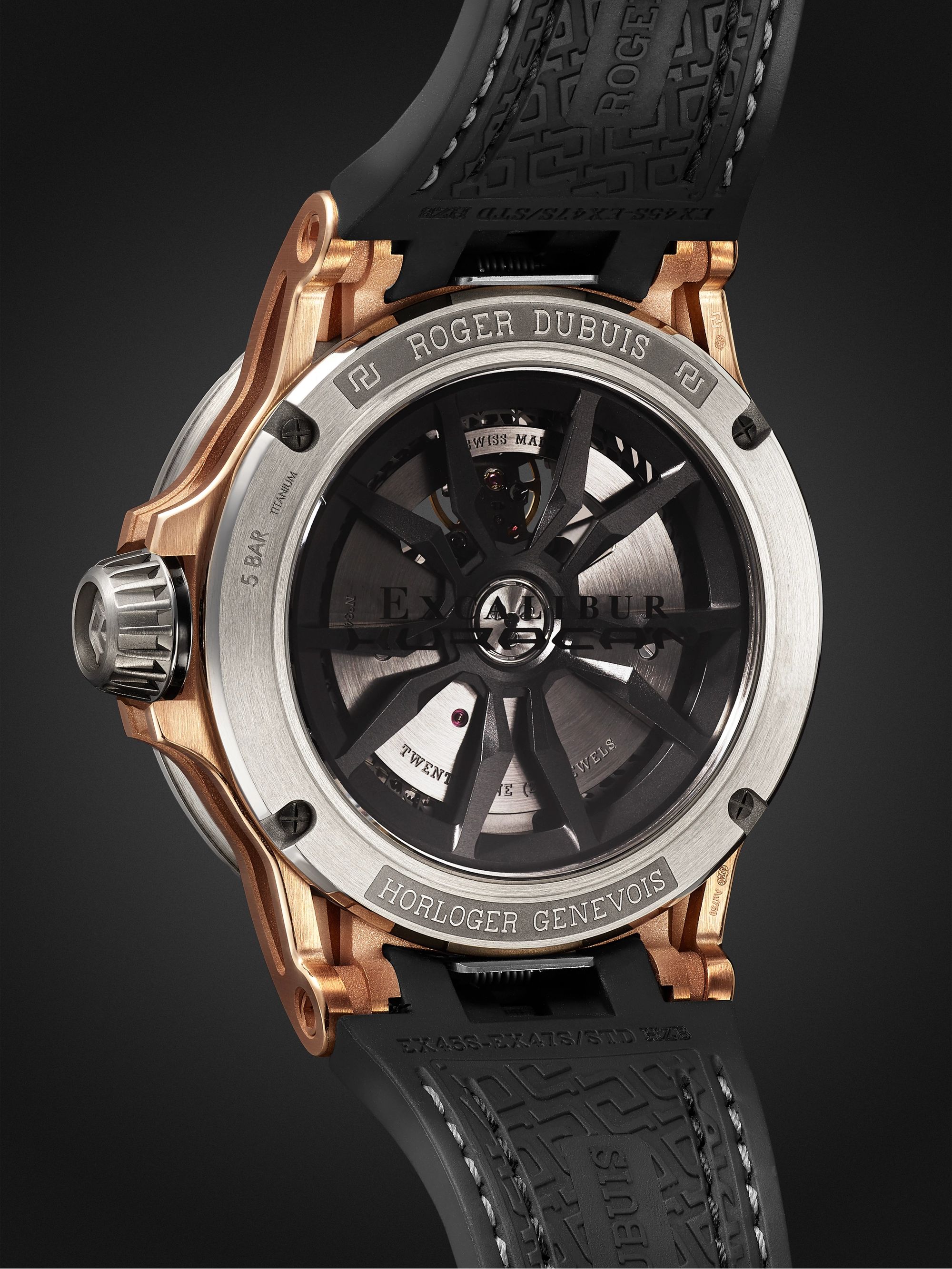 ROGER DUBUIS Excalibur Spider Huracán Automatic 45mm 18-Karat Pink Gold, Titanium and Rubber Watch, Ref. No. RDDBEX0750