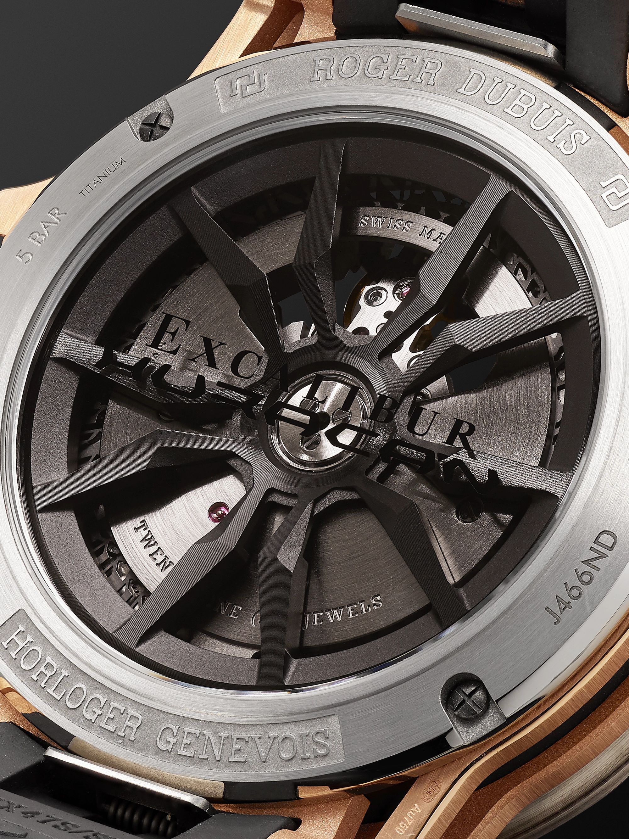 ROGER DUBUIS Excalibur Spider Huracán Automatic 45mm 18-Karat Pink Gold, Titanium and Rubber Watch, Ref. No. RDDBEX0750