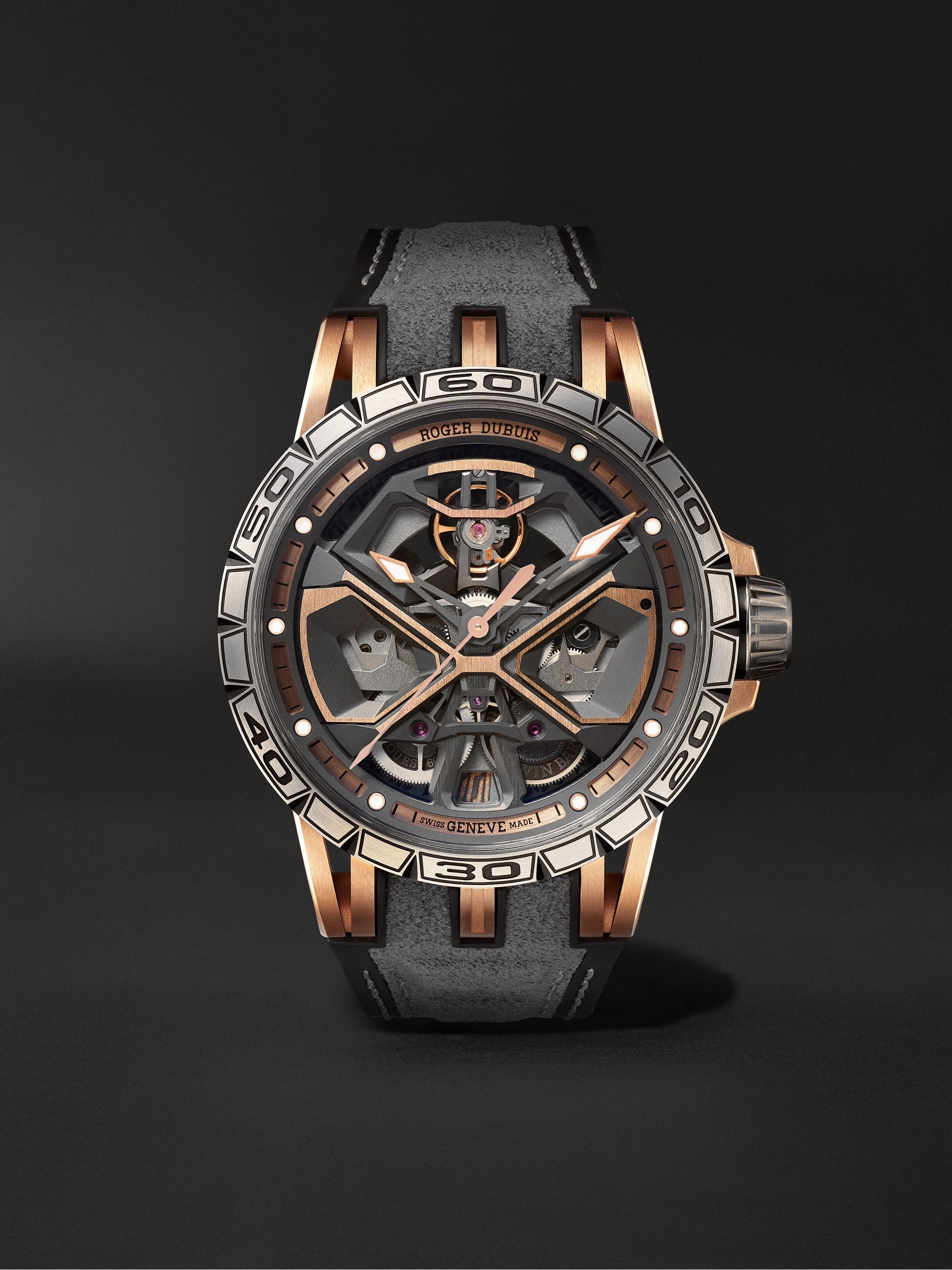 ROGER DUBUIS Excalibur Spider Huracán Automatic 45mm 18-Karat Pink Gold, Titanium and Rubber Watch, Ref. No. RDDBEX0750