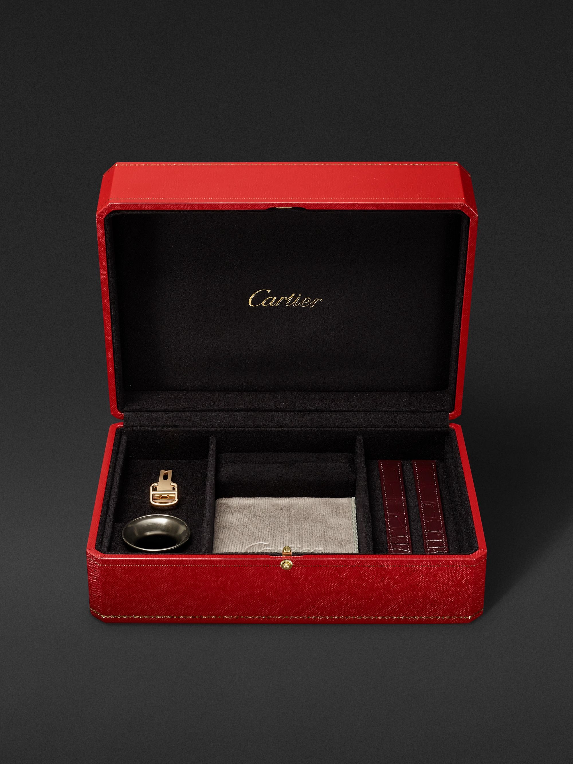 CARTIER Tonneau XL Dual Time Limited Edition Hand-Wound Skeleton 29.8mm 18-Karat Rose Gold and Alligator Watch, Ref. No. WHTN0005