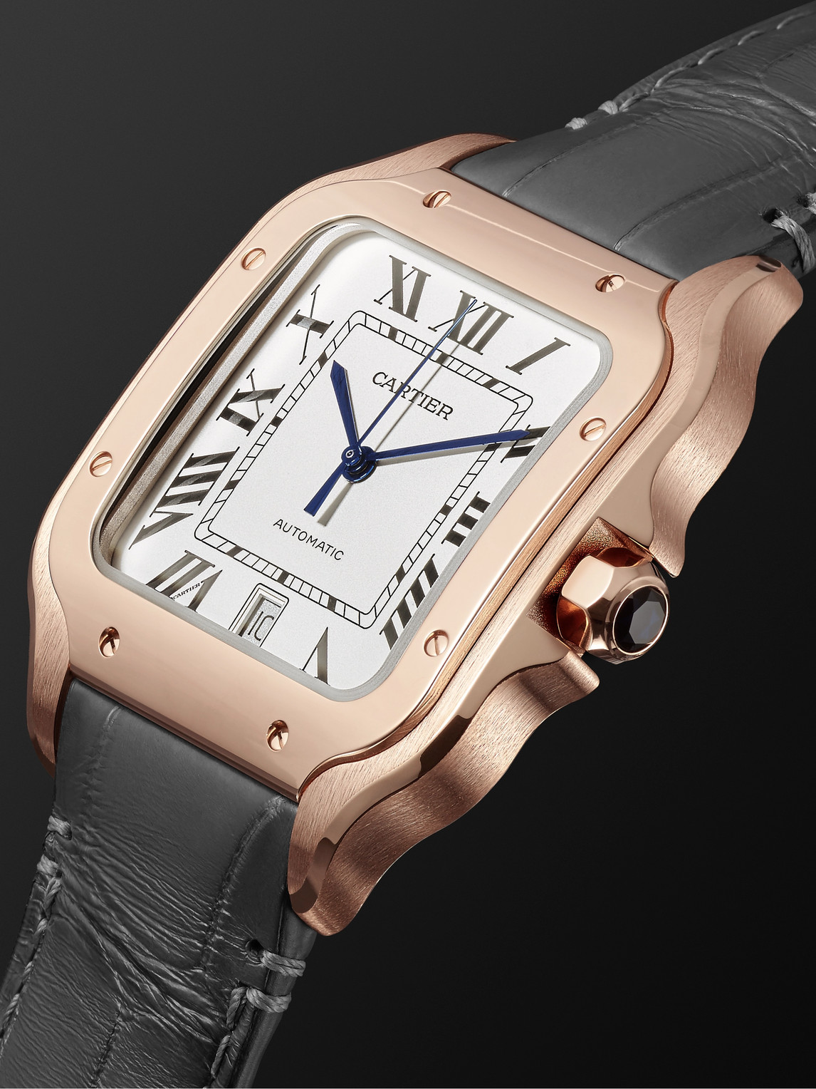  Cartier - Santos Automatic 39.8mm 18-karat Rose Gold Interchangeable Alligator And Leather Watch, Ref. No. Wgsa0011 - Men - White 