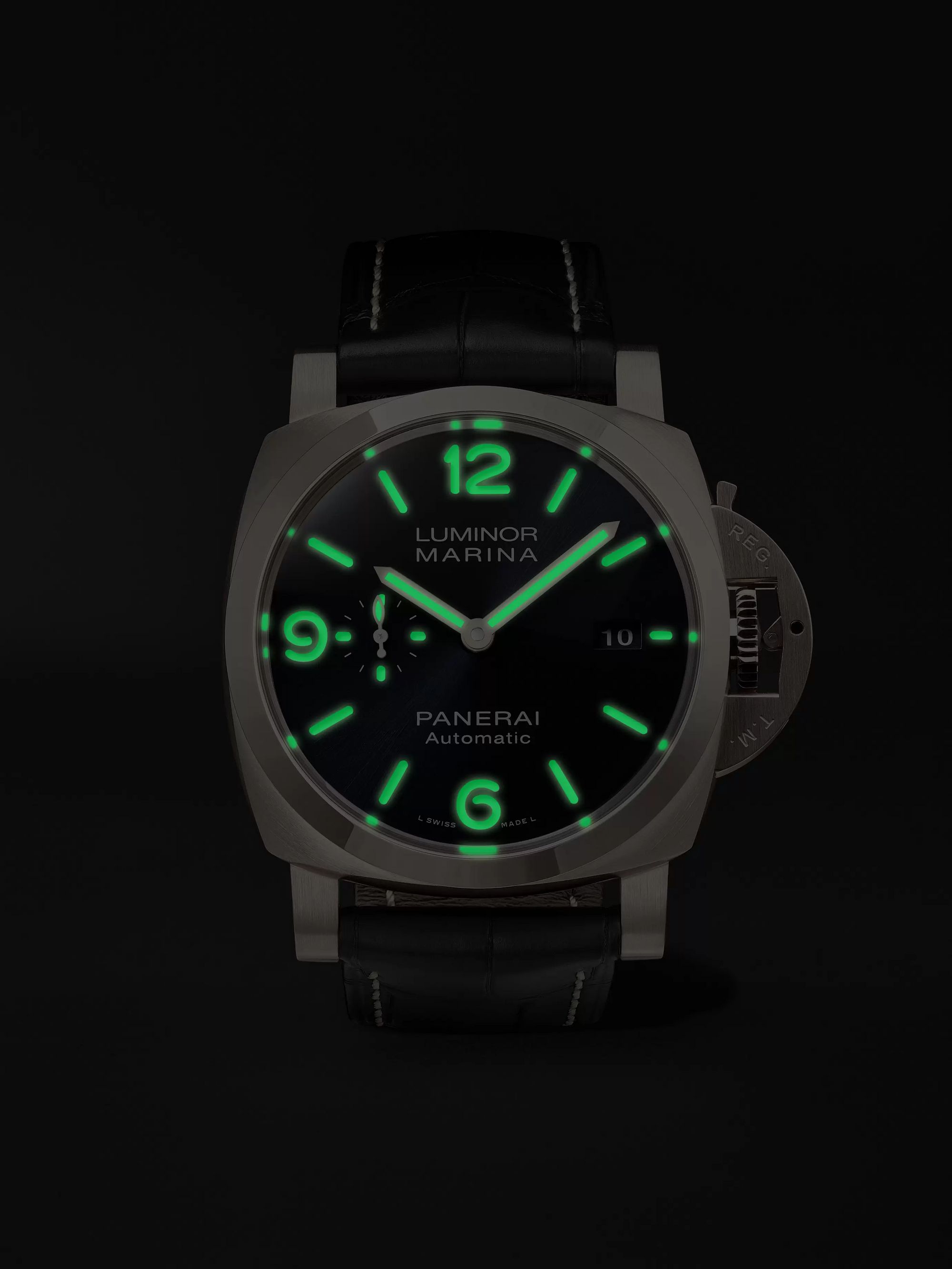 PANERAI Luminor Marina Sole Blu Automatic 44mm Goldtech and Alligator Watch, Ref. No. PAM01112