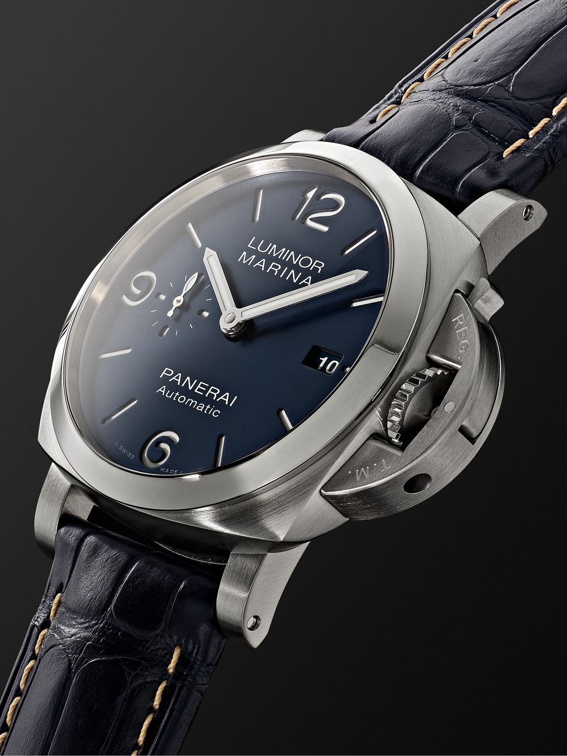  Panerai - Luminor Marina Automatic 44mm Stainless Steel And Alligator Watch, Ref. No. Pam01313 - Men - Blue 