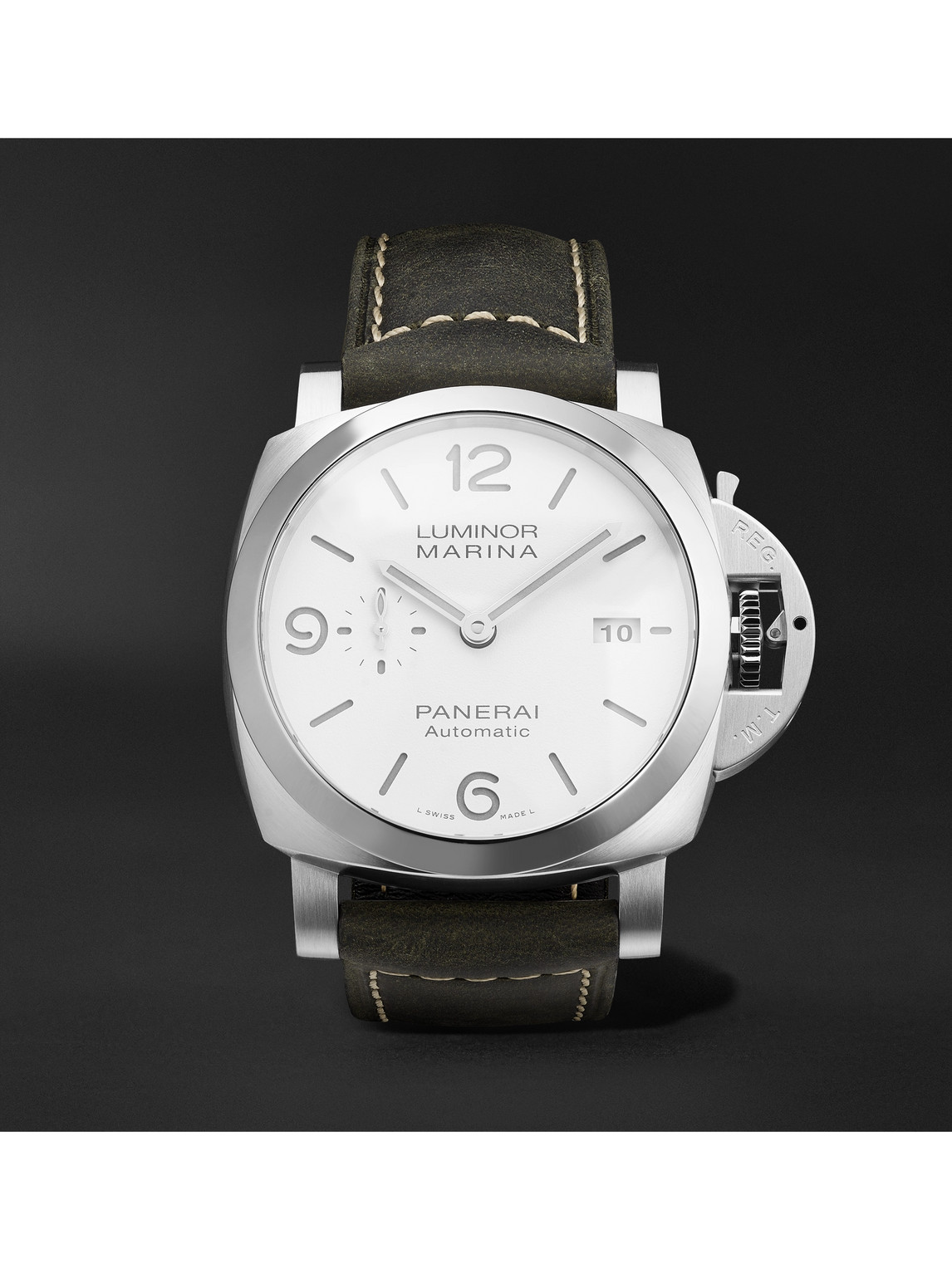 Panerai Luminor Marina Automatic 44mm Stainless Steel And Leather Watch, Ref. No. Pam01314 In White