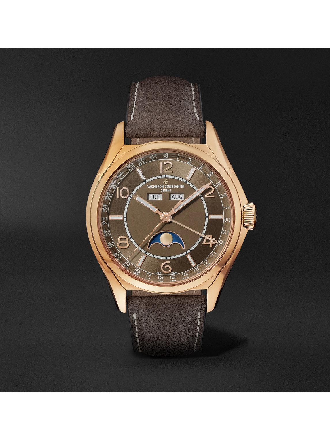 Fiftysix Complete Calendar Automatic 40mm 18-Karat Pink Gold and Leather Watch, Ref. No. 4000E/000R-B065