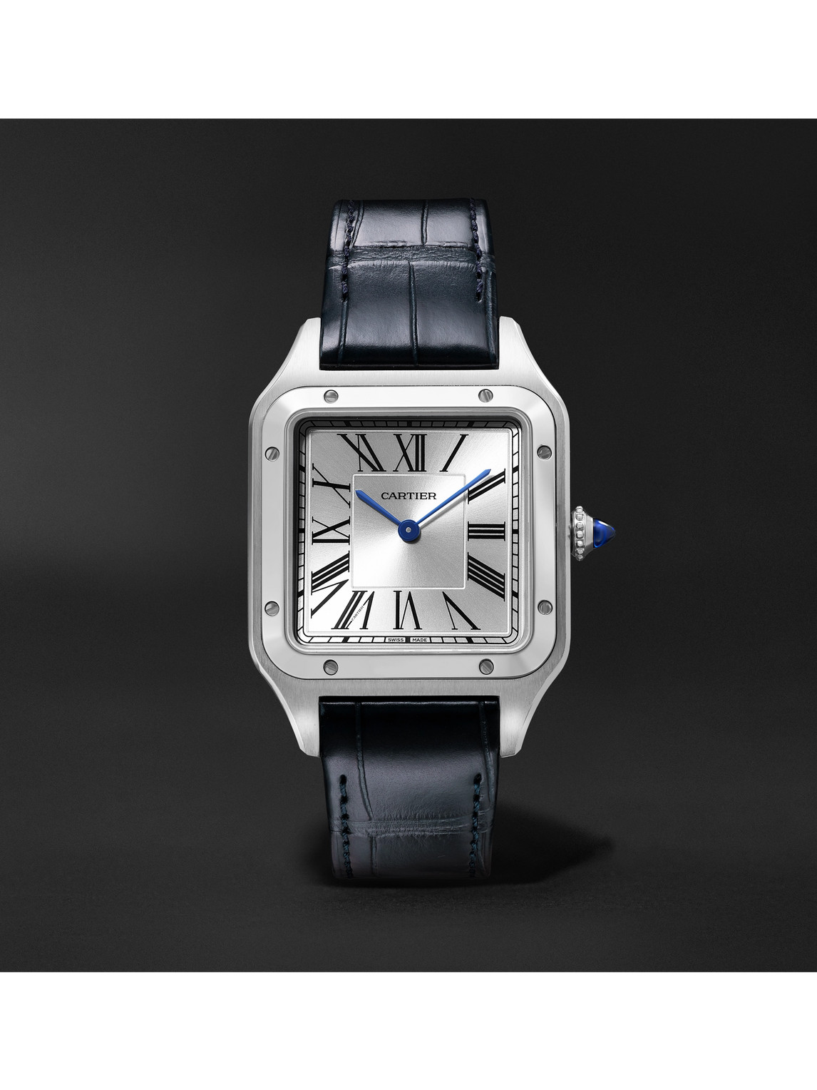Cartier Santos-dumont 31.4mm Large Steel And Alligator Watch, Ref. No. Wssa0022 In Not Applicable