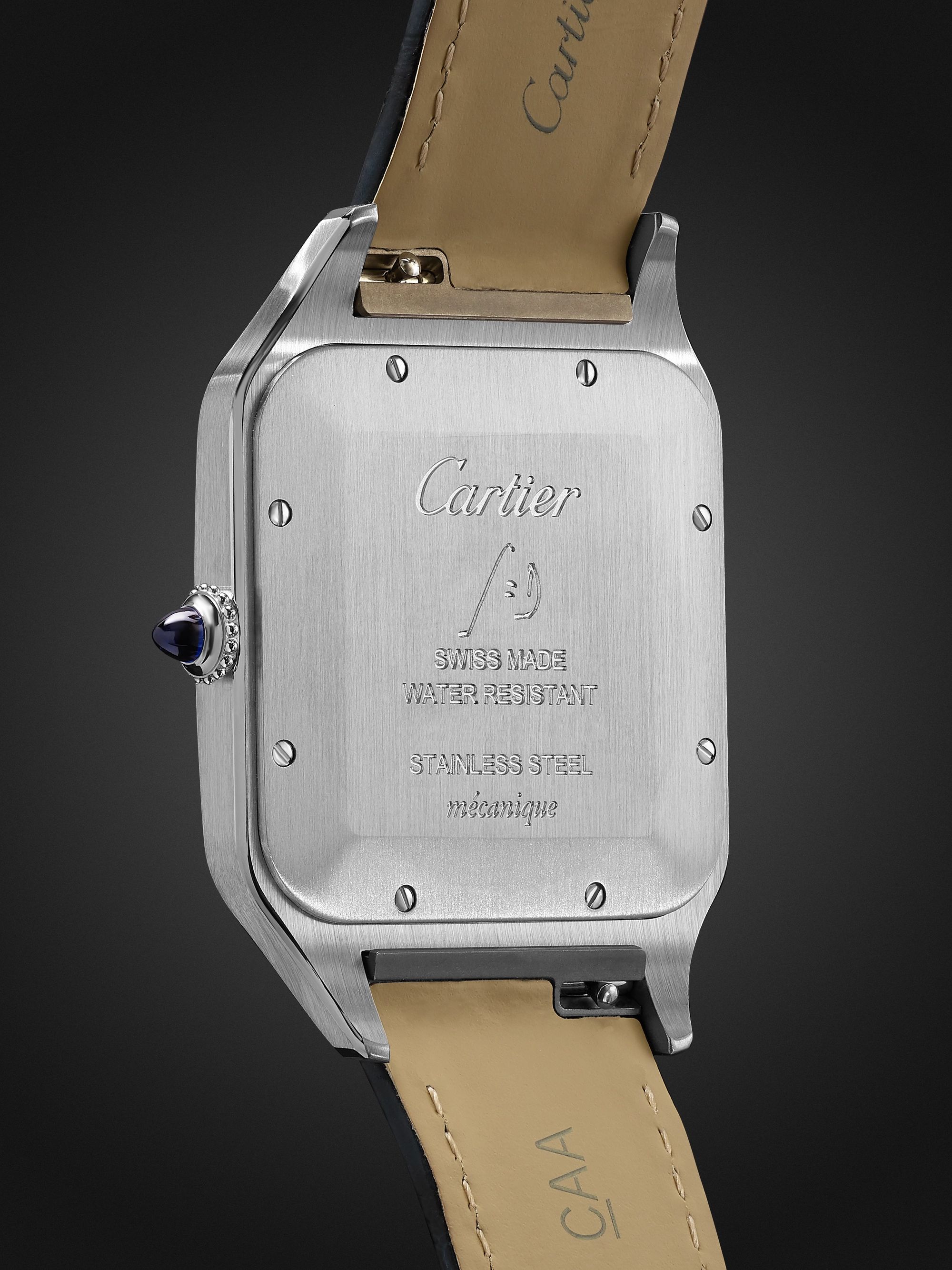 CARTIER Santos-Dumont Hand-Wound 33.9mm Extra Large Steel and Alligator Watch, Ref. No. WSSA0032