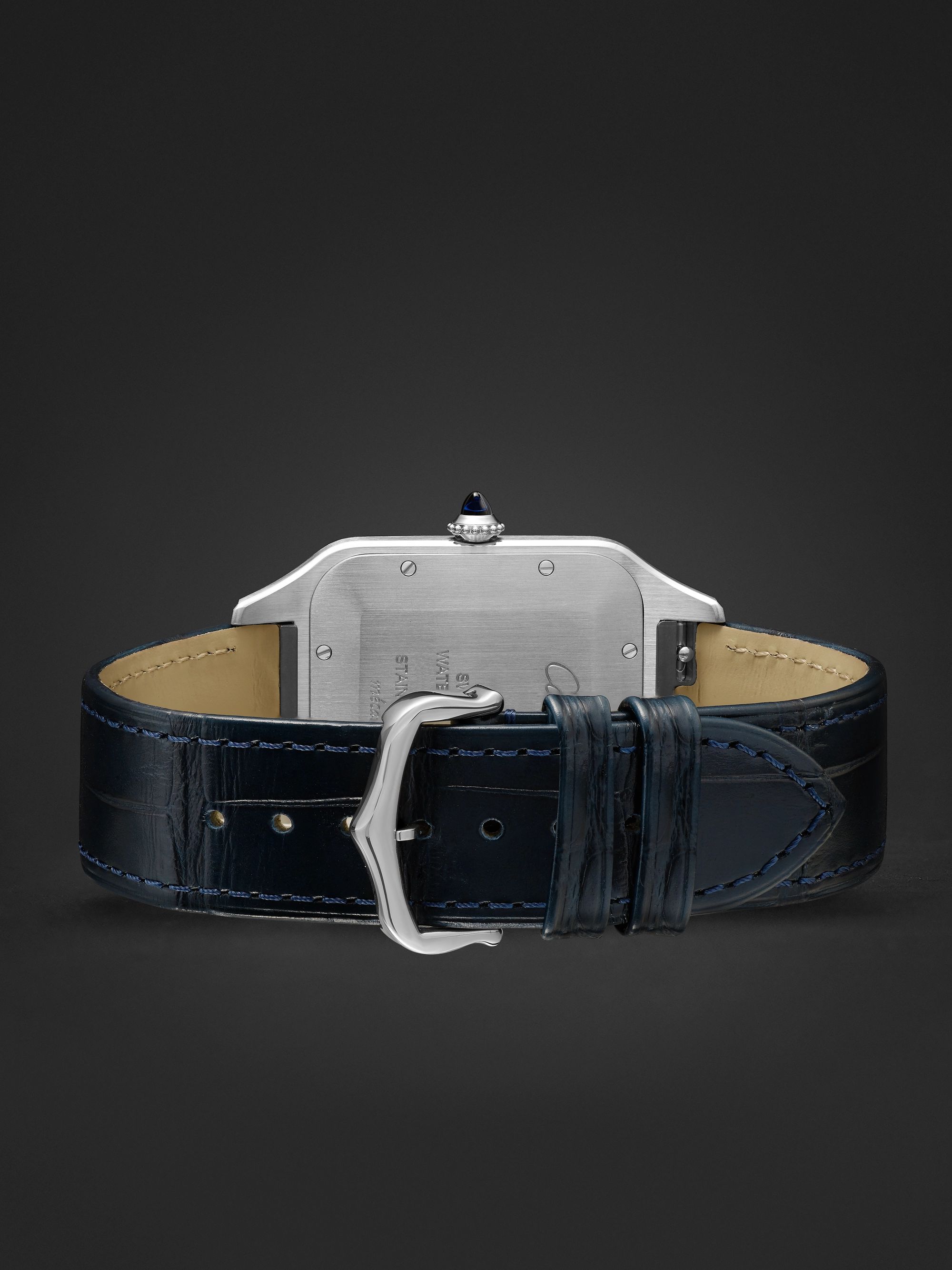 CARTIER Santos-Dumont Hand-Wound 33.9mm Extra Large Steel and Alligator Watch, Ref. No. WSSA0032