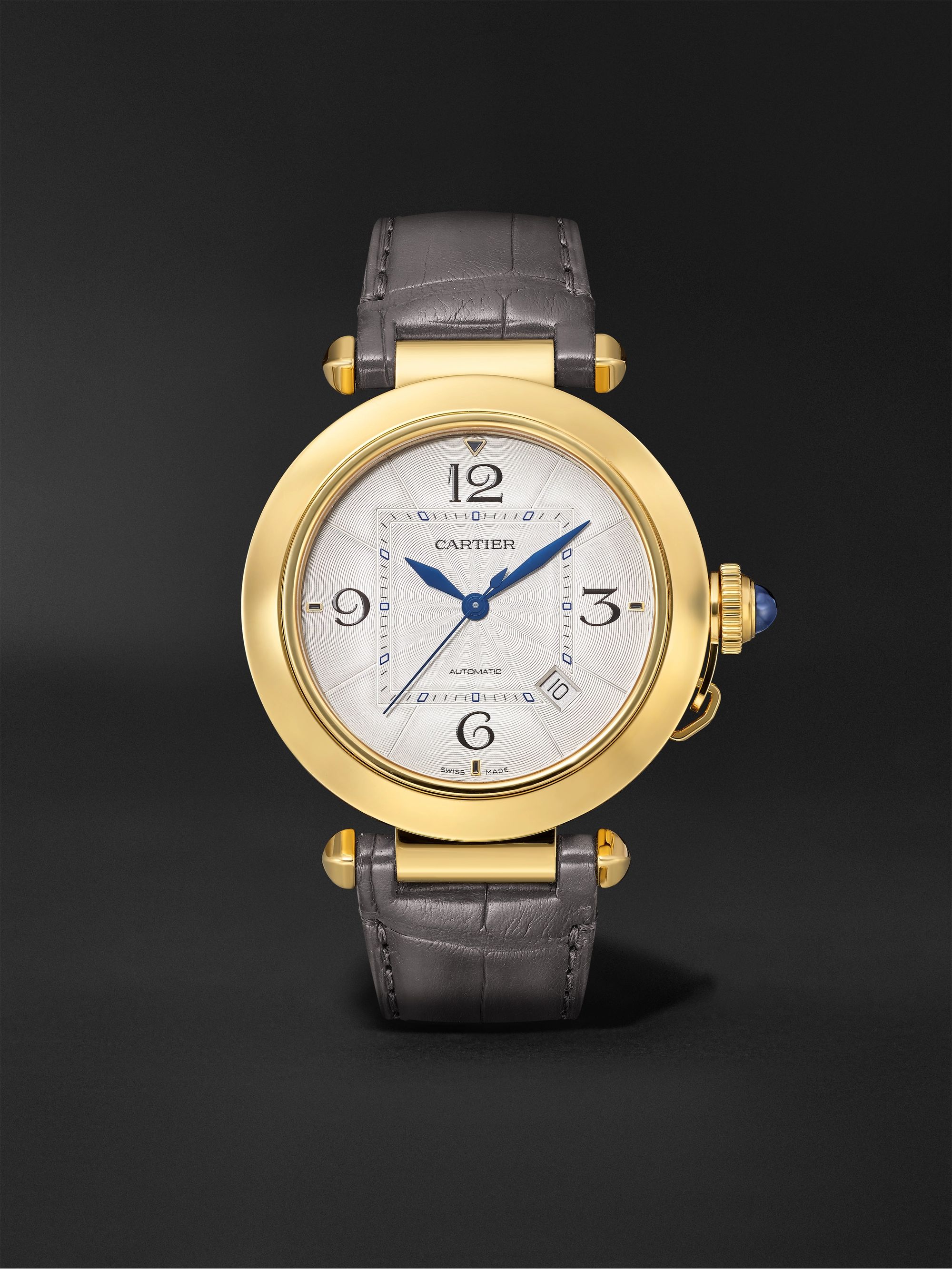 CARTIER Pasha de Cartier Automatic 41mm 18-Karat Gold and Alligator ...