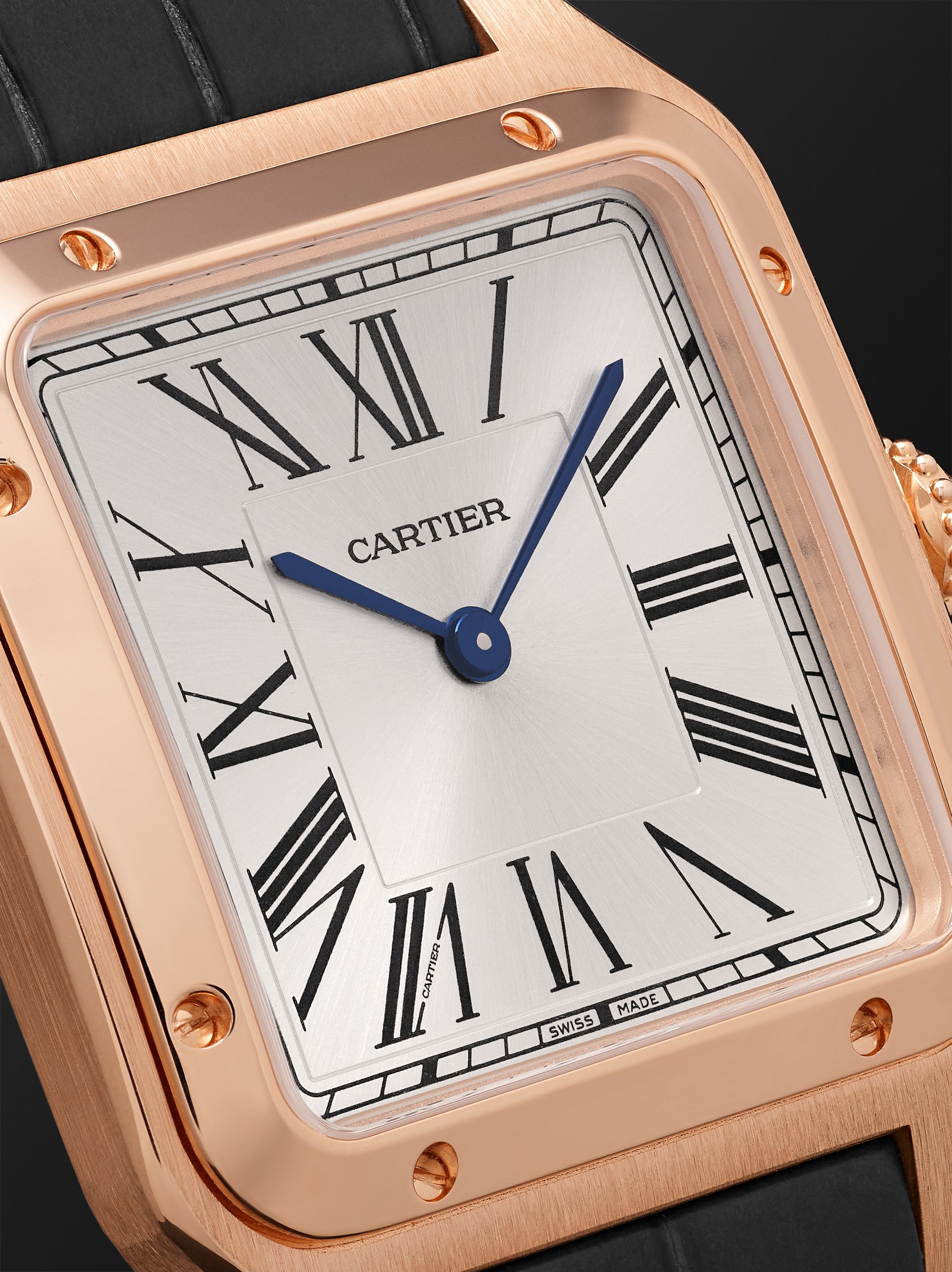 CARTIER Santos-Dumont 31.4mm Large Steel and Alligator Watch, Ref. No. WSSA0022