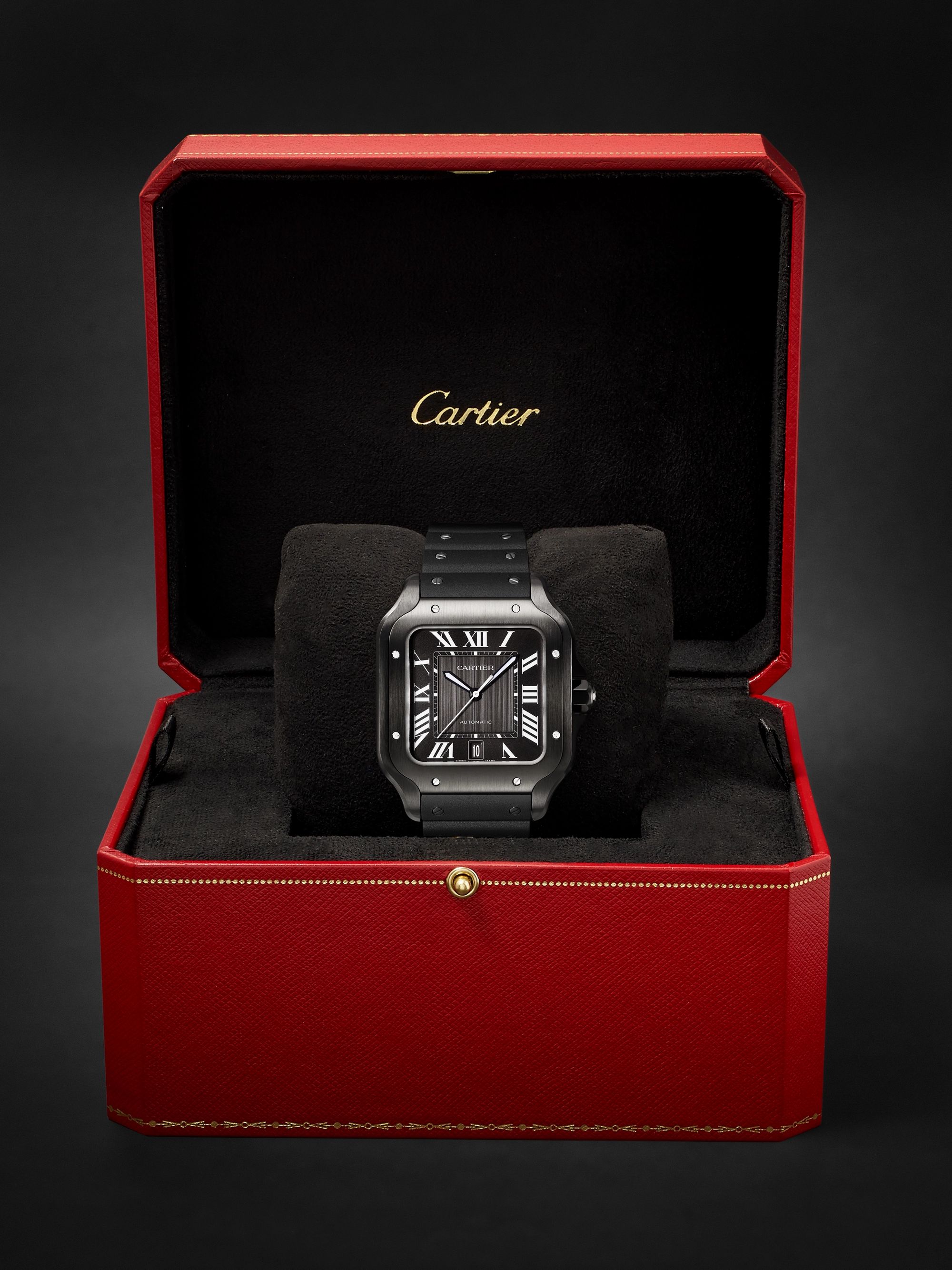 CARTIER Santos de Cartier Automatic 39.8mm Steel and Alligator Leather Watch, Ref. No. WSSA0039