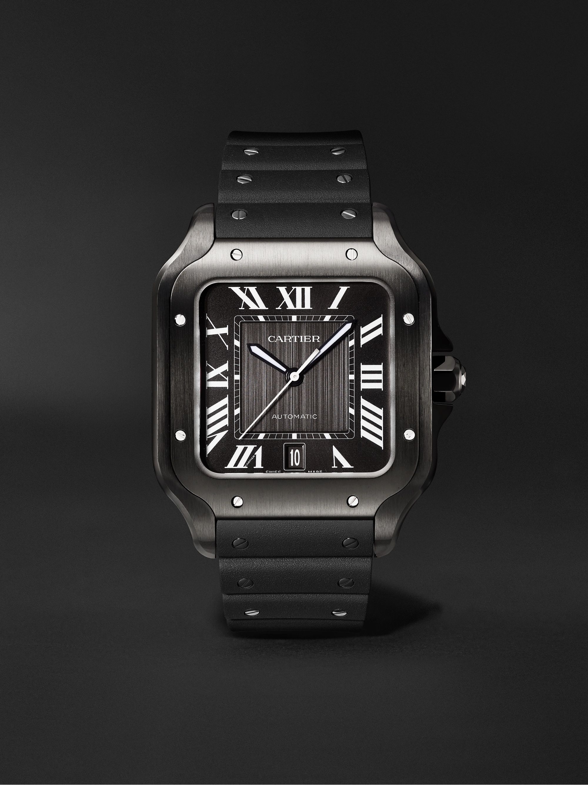 CARTIER Santos de Cartier Automatic 39.8mm Steel and Alligator Leather Watch, Ref. No. WSSA0039