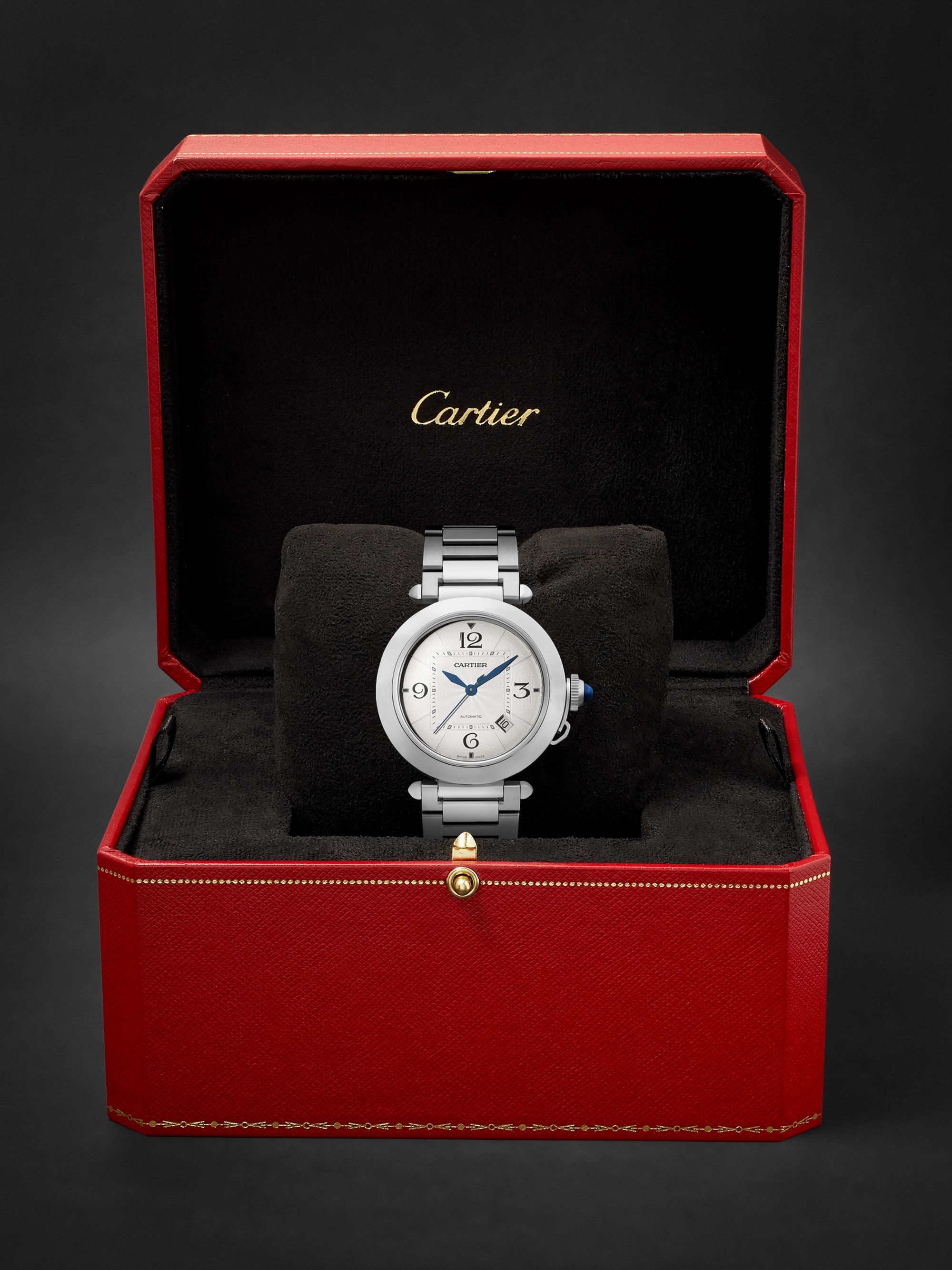 CARTIER Pasha de Cartier Automatic 41mm Stainless Steel and Alligator Watch, Ref. No. WSPA 0009