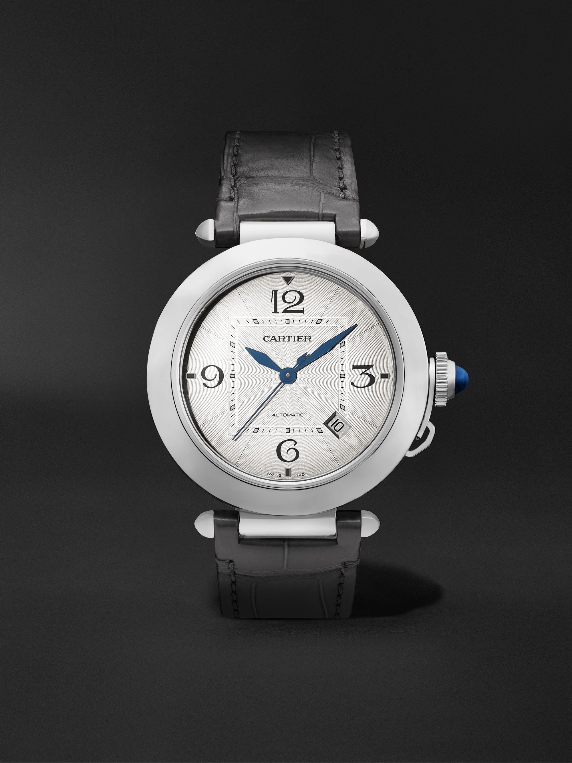 CARTIER Pasha de Cartier Automatic 41mm Stainless Steel and Alligator Watch, Ref. No. WSPA 0009