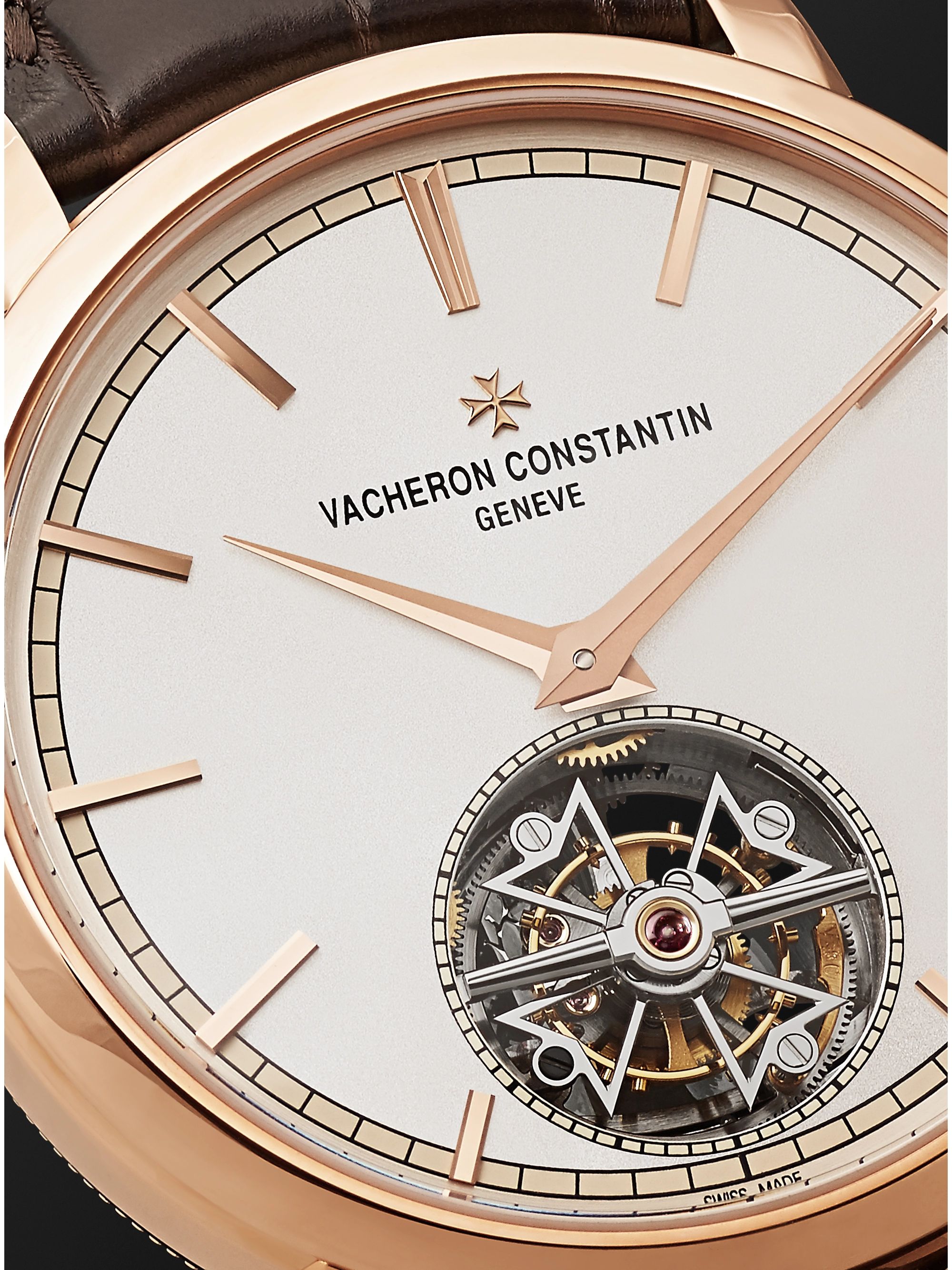 VACHERON CONSTANTIN Traditionnelle Tourbillon Automatic 41mm 18-Karat Pink Gold and Alligator Watch, Ref. No. 6000T/000R-B346