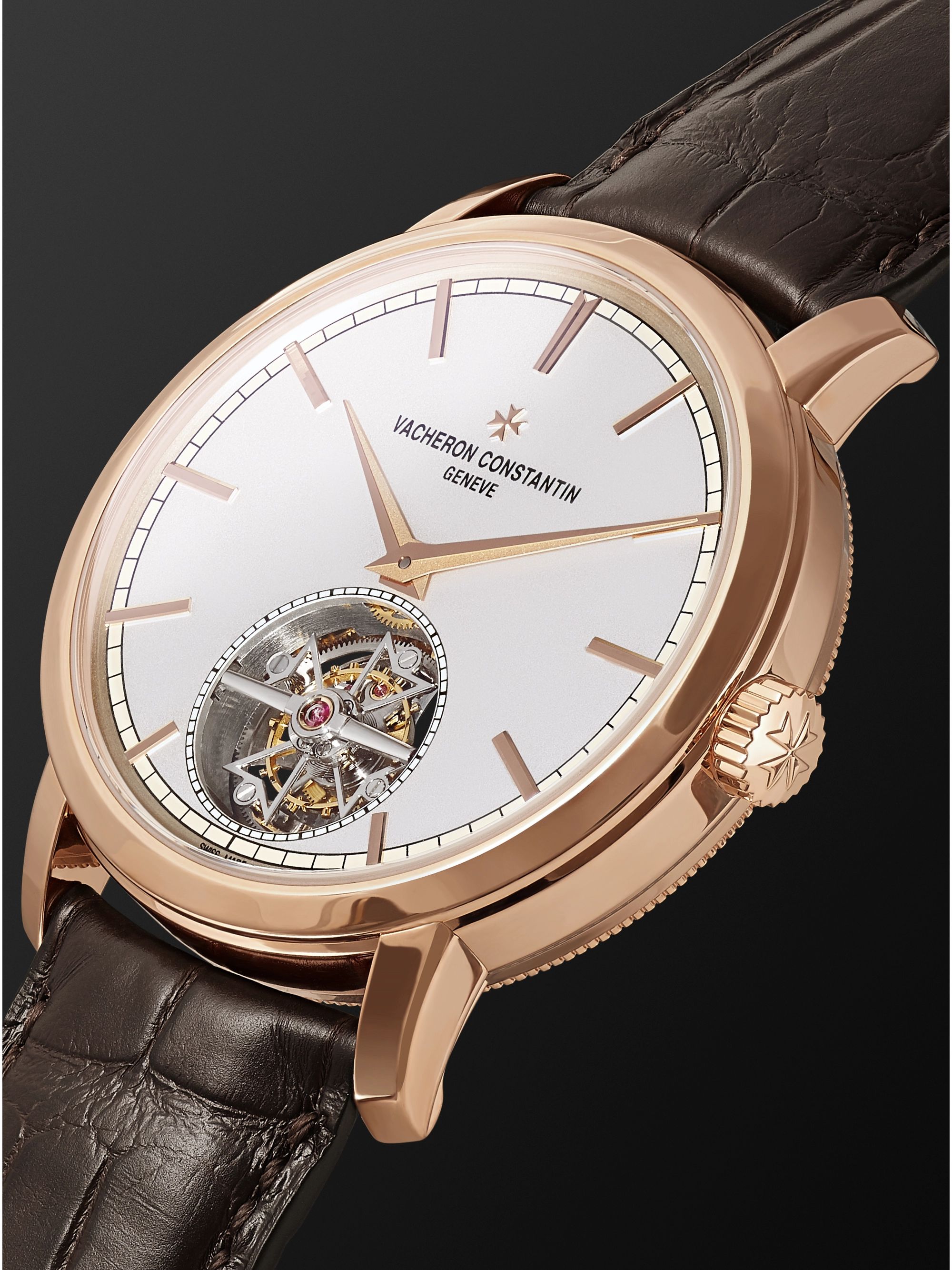 VACHERON CONSTANTIN Traditionnelle Tourbillon Automatic 41mm 18-Karat Pink Gold and Alligator Watch, Ref. No. 6000T/000R-B346