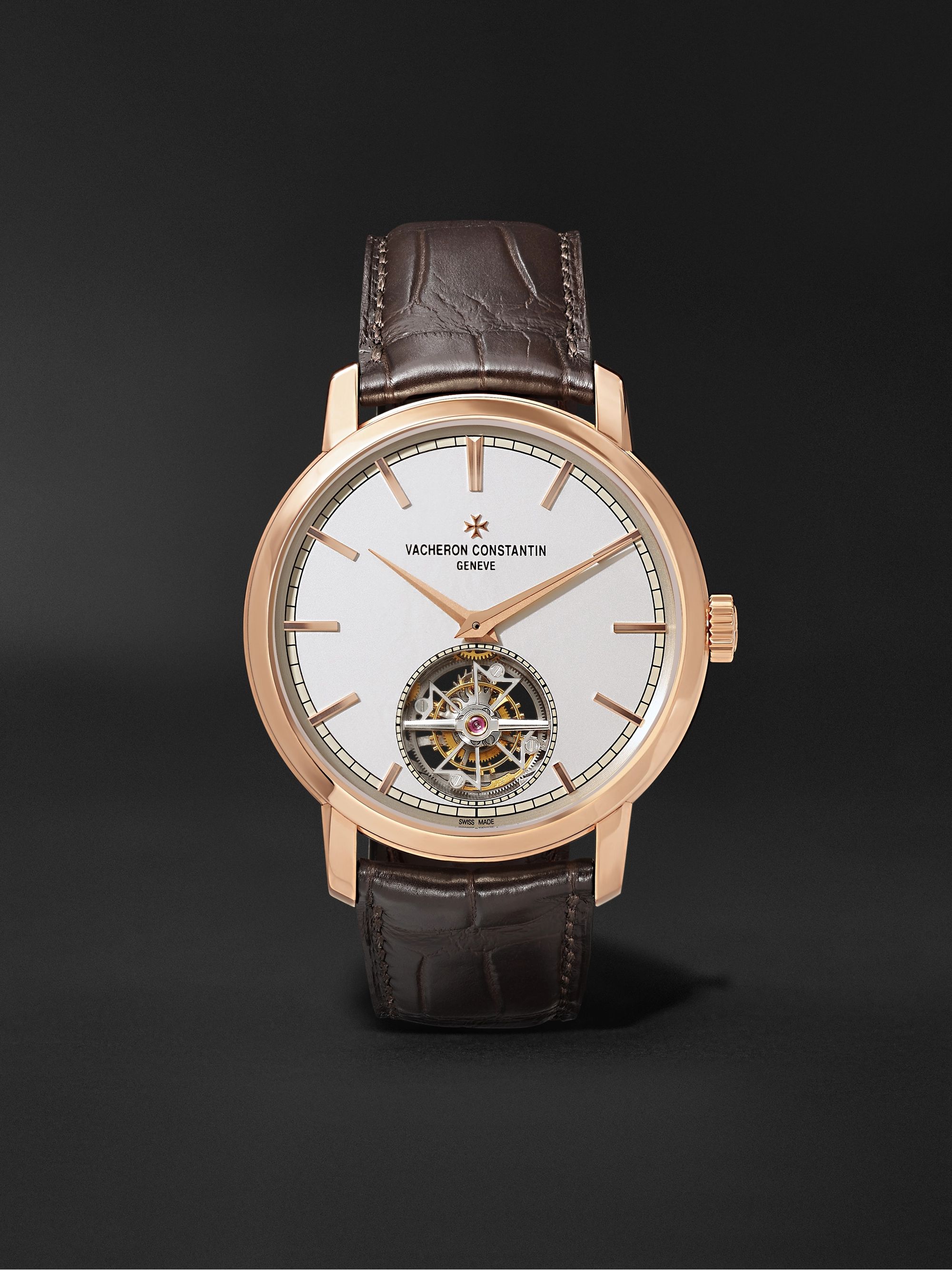 VACHERON CONSTANTIN Traditionnelle Tourbillon Automatic 41mm 18-Karat Pink Gold and Alligator Watch, Ref. No. 6000T/000R-B346