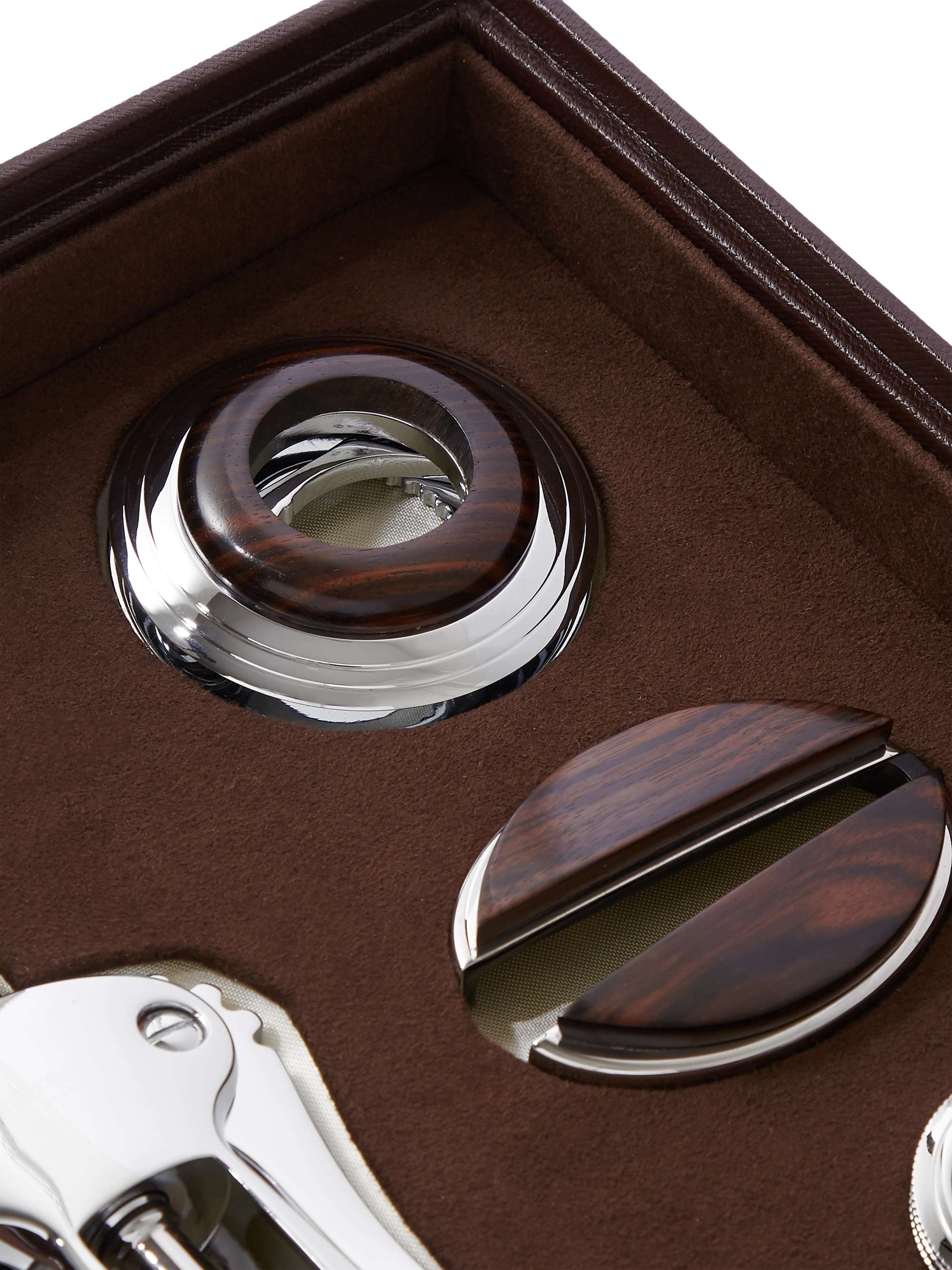 LORENZI MILANO Ebony, Chrome-Plated and Leather Wine Set