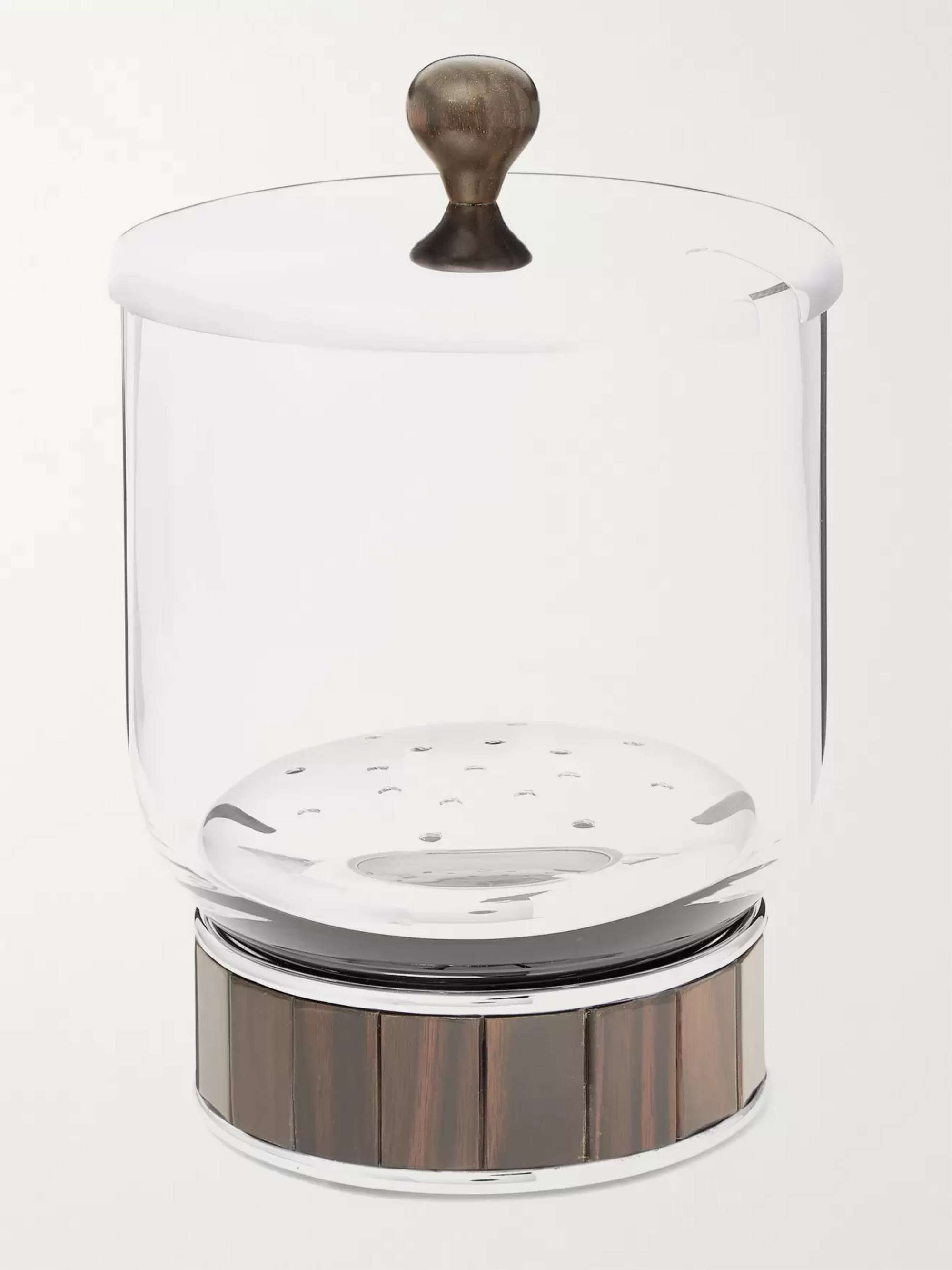 LORENZI MILANO Glass, Stainless Steel and Ebony Ice Bucket