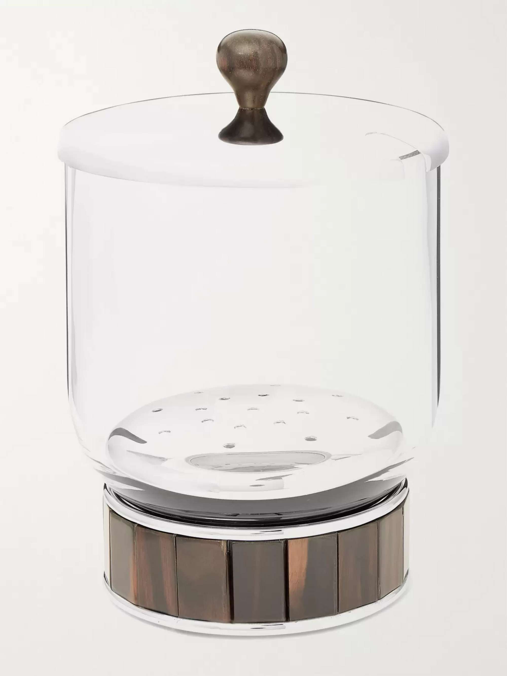 LORENZI MILANO Glass, Stainless Steel and Ebony Ice Bucket