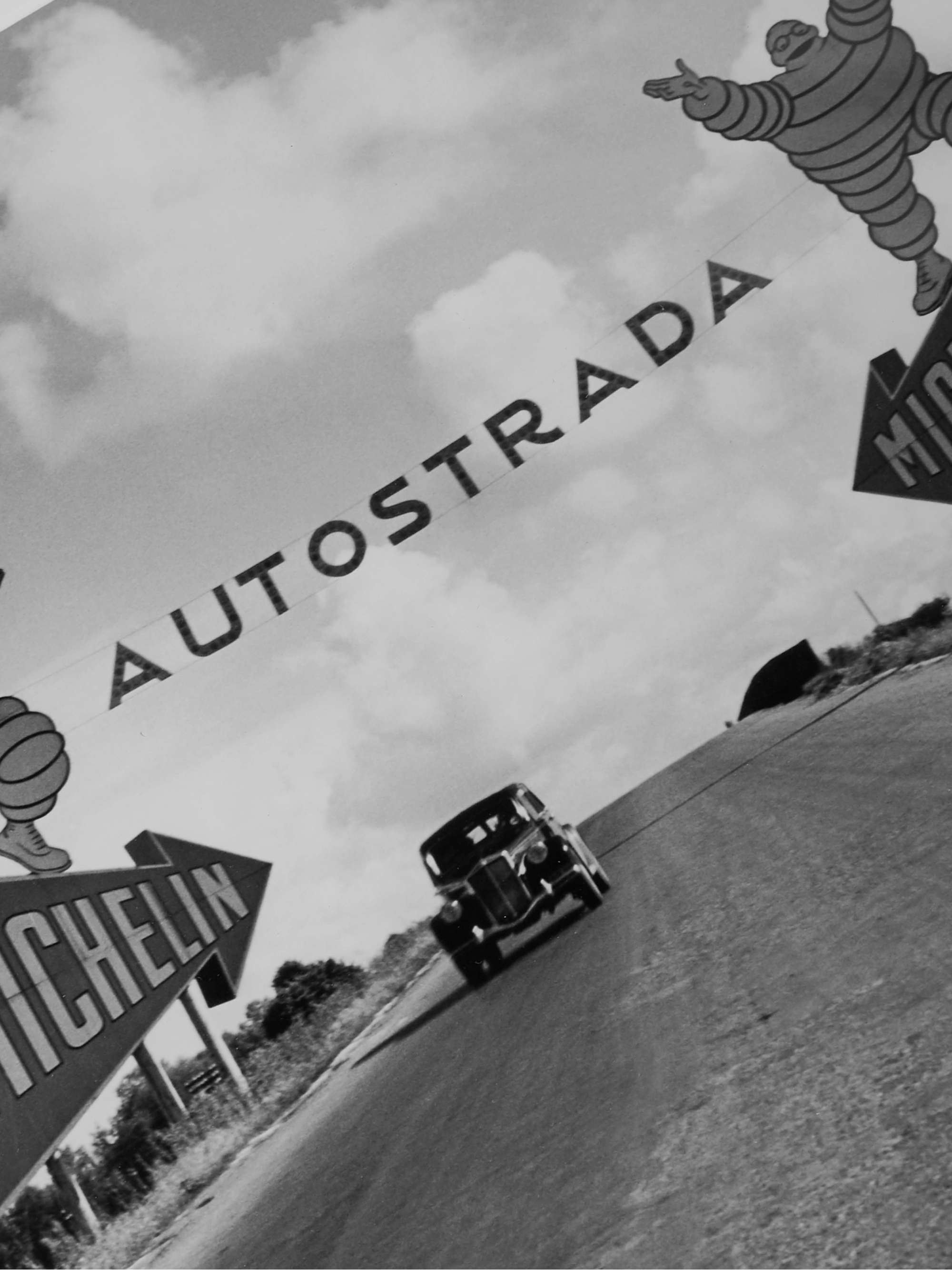SONIC EDITIONS Framed 1947 Turin-Milan Autostrada Print, 16" X 20"