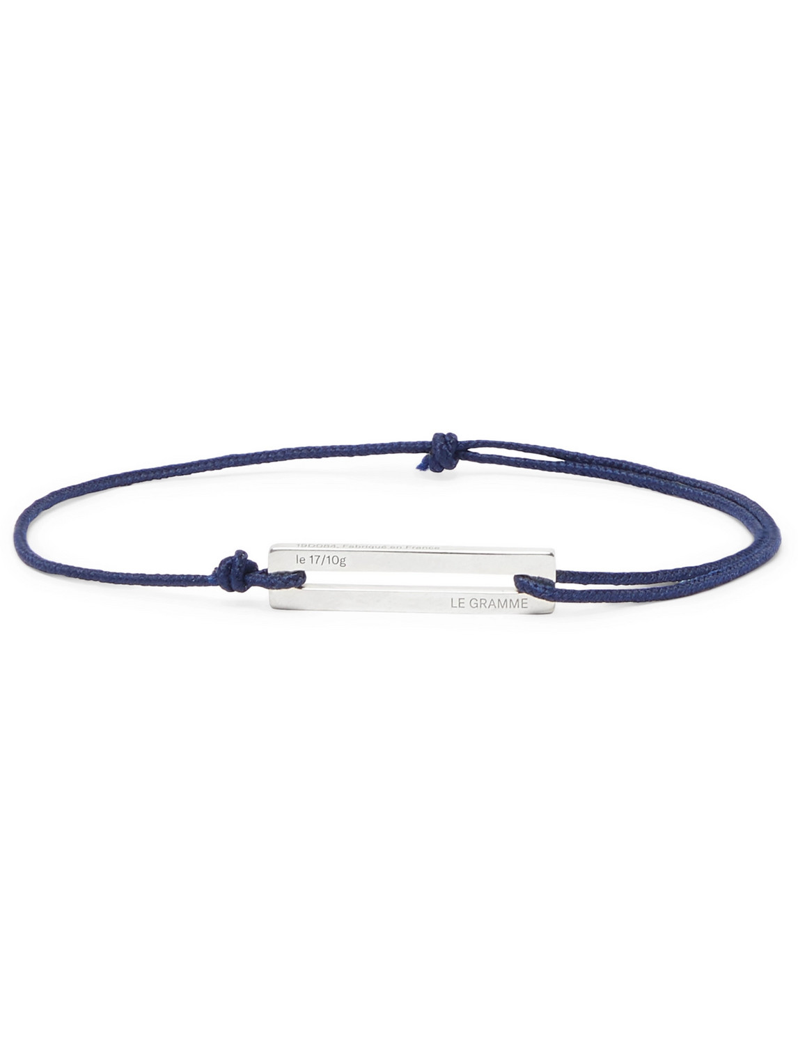Le Gramme Le 17/10 Cord And Sterling Silver Bracelet In Blue