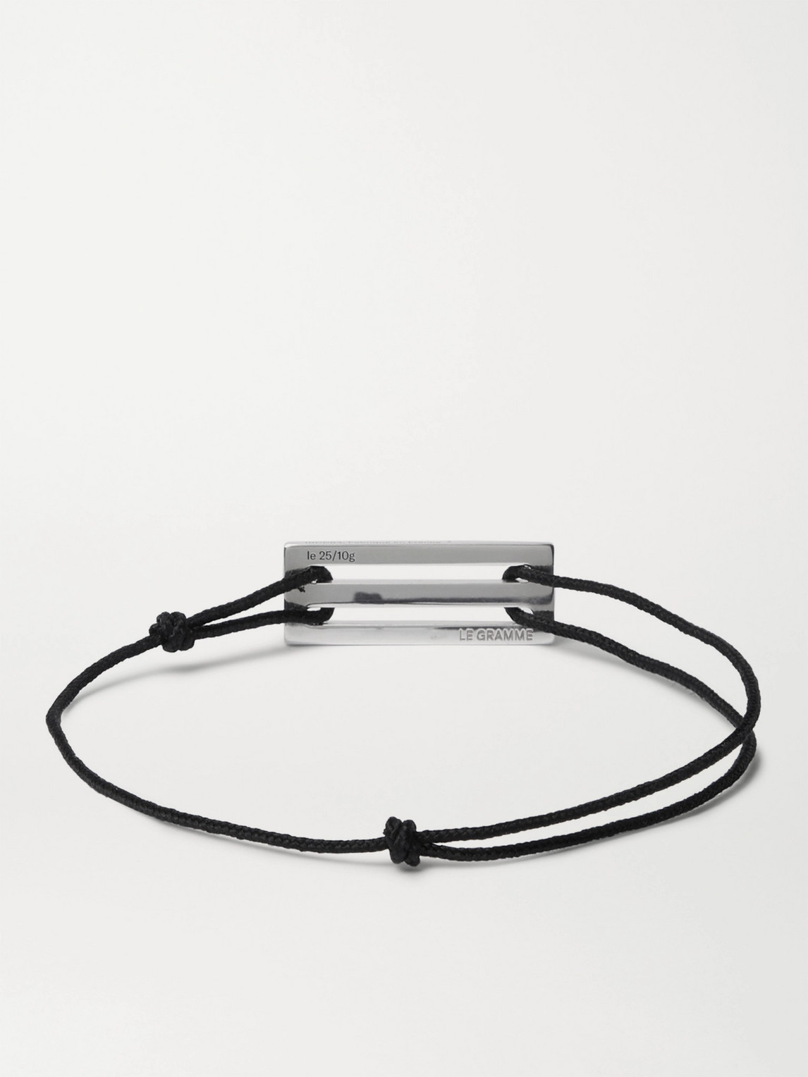 Le Gramme Le 25/10 Cord And Sterling Silver Bracelet In Black