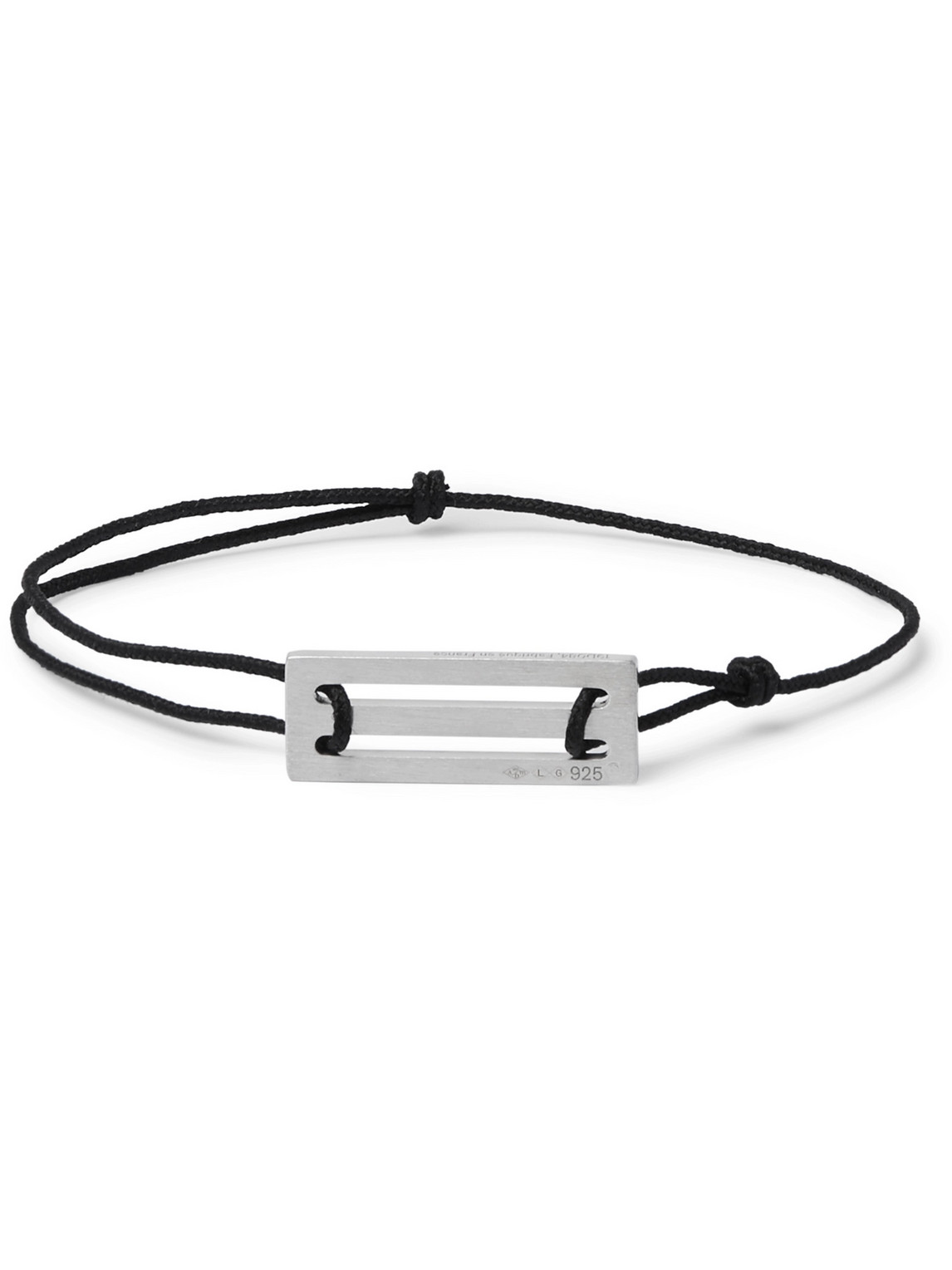 Le Gramme Le 25/10 Cord And Sterling Silver Bracelet In Black